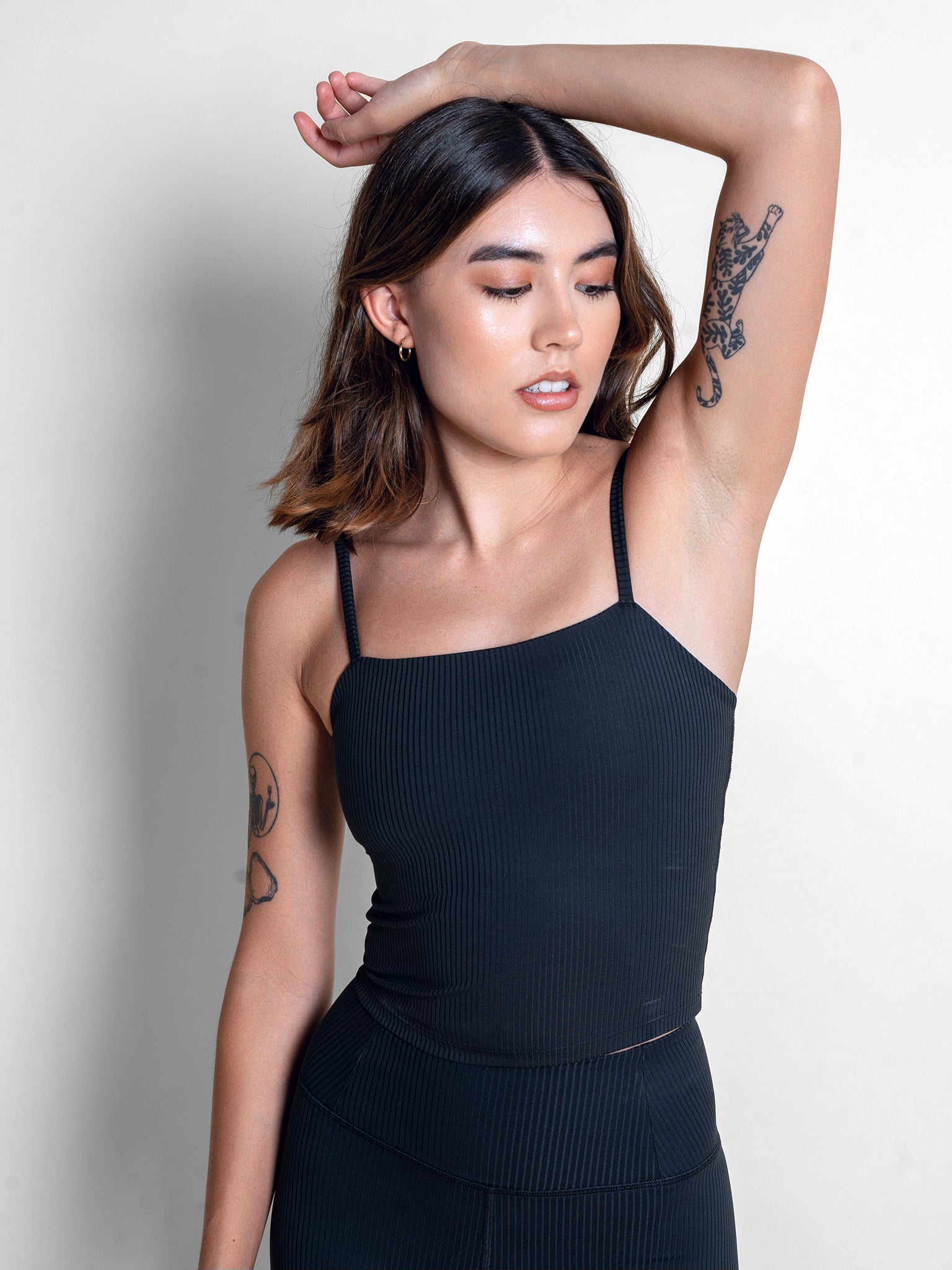 Girlfriend Collective Rib Cami Top for Women - Soft Stretch Black Tank Top | Yoga, Workout & Everyday Wear