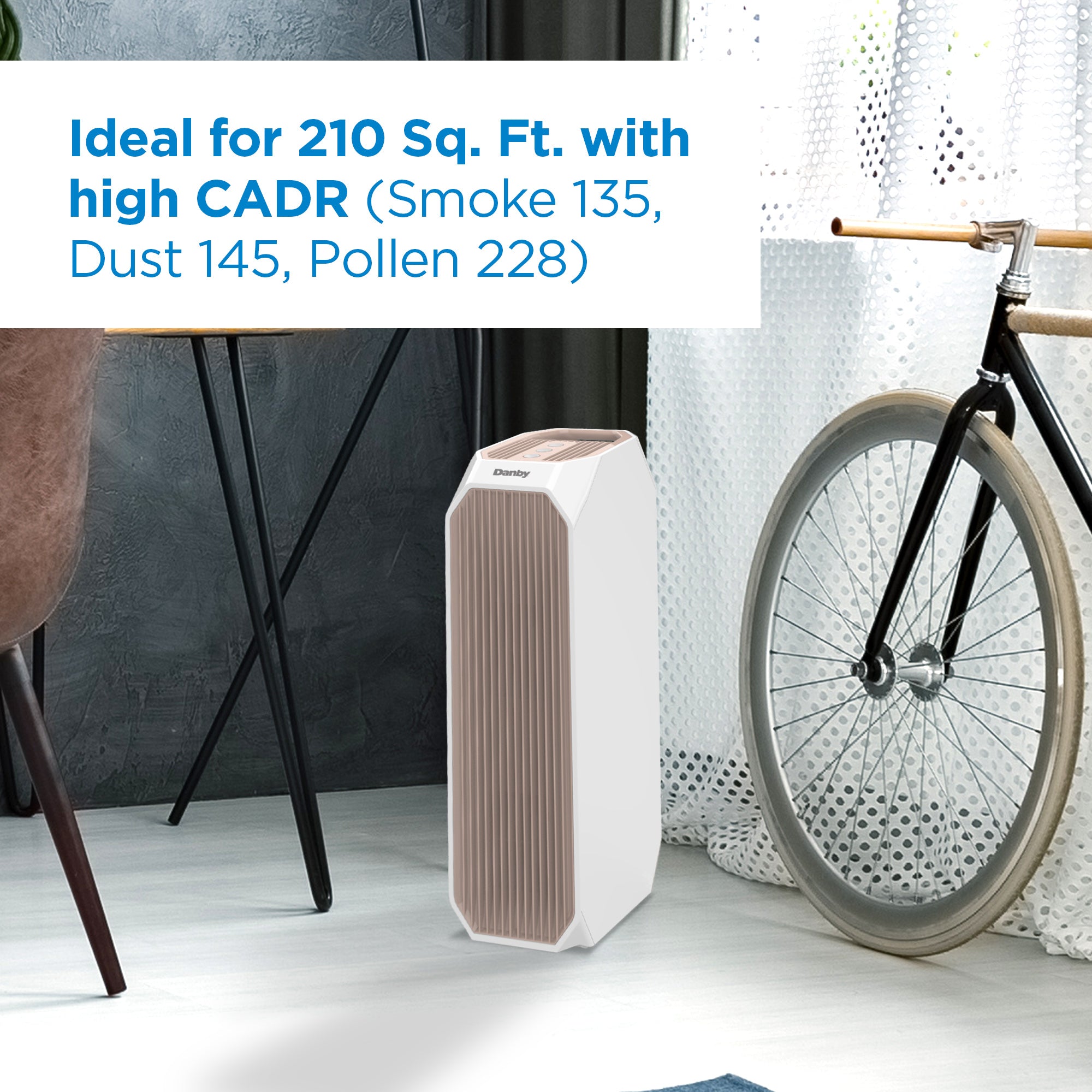 Danby DAP143BAW UV Air Purifier for Large Rooms up to 210 sq. ft - White | HEPA Filter with UV-C Light Technology | Perfect for Bedrooms, Offices & Living Spaces