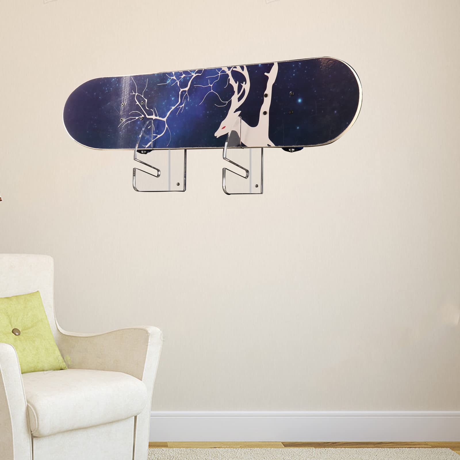 Double Layer Skateboard Wall Rack - Transparent Storage for Home & Shop Display
