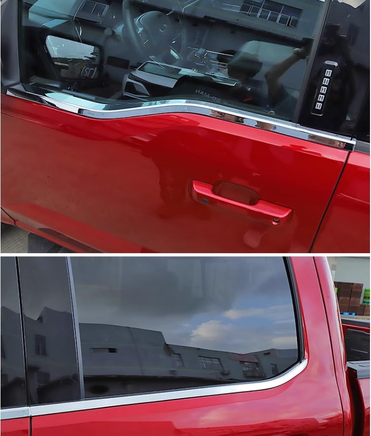 Ford F-150 F150 2023 2024 2025 Chrome Door & Window Edge Trim Guards - Stainless Steel Exterior Protector Covers for Truck Bed & Trunk - Prevent Scratches & Dents While Parking