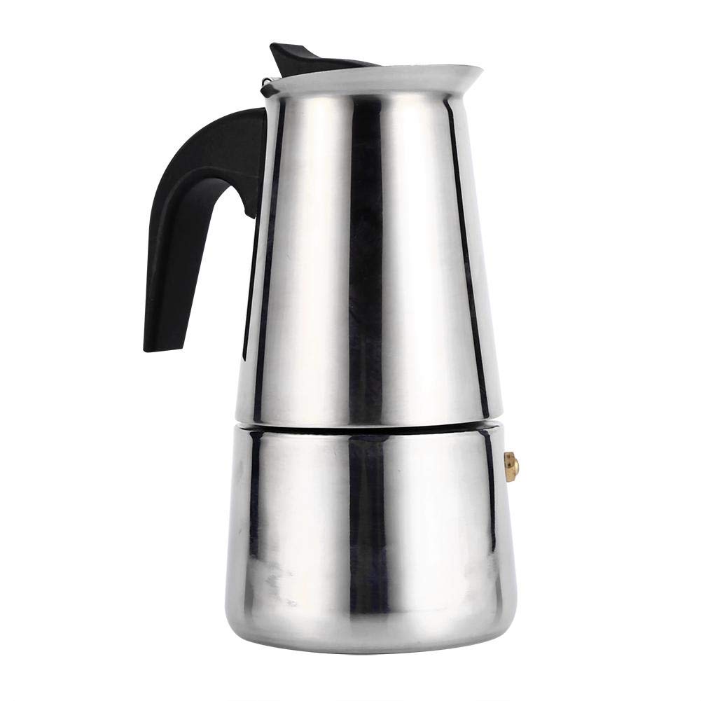 Ejoyous Stovetop Espresso Maker for Induction Cooktop - 100ml/200ml/300ml/450ml Stainless Steel Moka Pot - Perfect for Home, Office & Camping Coffee Brewing (200ml)
