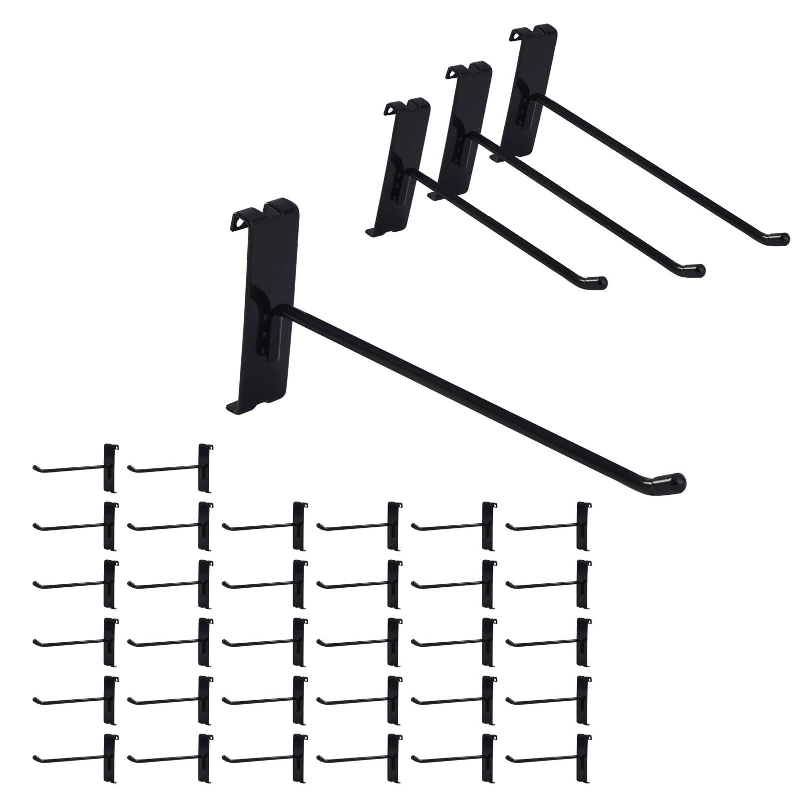 32-Pack 6 Inch Heavy Duty Gridwall Hooks for Retail Display - Black Grid Wall Panel Hooks for Clothing, Jewelry & Accessories Store Organization