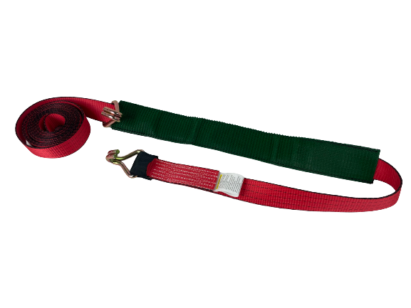 14FT Red Heavy-Duty Wheel Strap with Low Profile Sleeve & Wire Hook - Secure Tie-Downs for ATV, Motorcycle, Cargo Transport & Vehicle Hauling