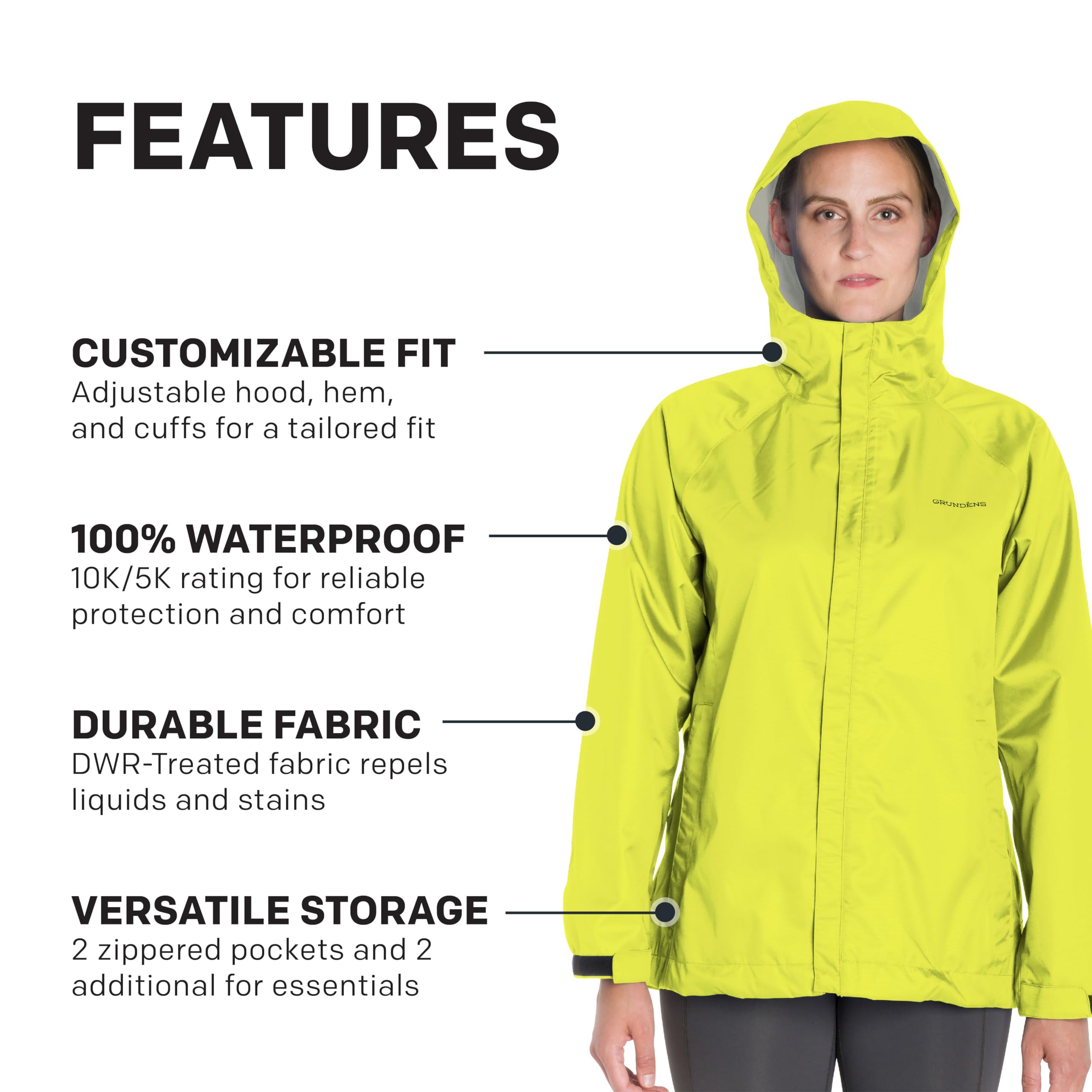 Grundéns Women’s Waterproof Hooded Fishing Jacket - Stain-Resistant Windproof Raincoat for Outdoor Fishing, Boating & Hiking | All-Weather Protection