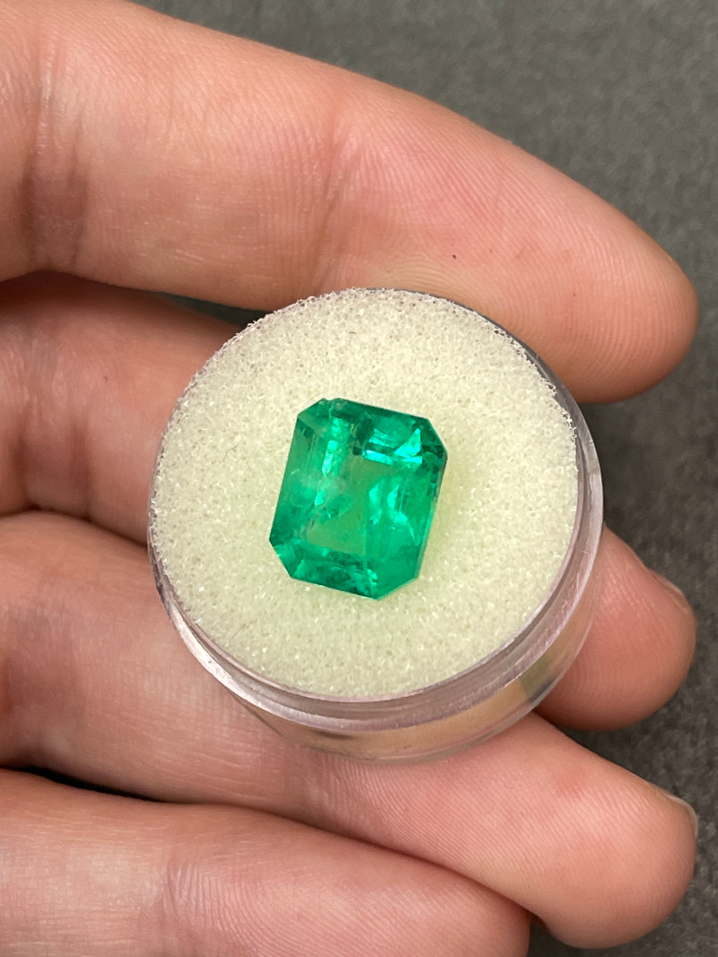 5.35 Carat 12x10mm Natural Colombian Loose Emerald Gemstone - Classic Emerald Cut for Jewelry Making, Engagement Rings & Luxury Gifts