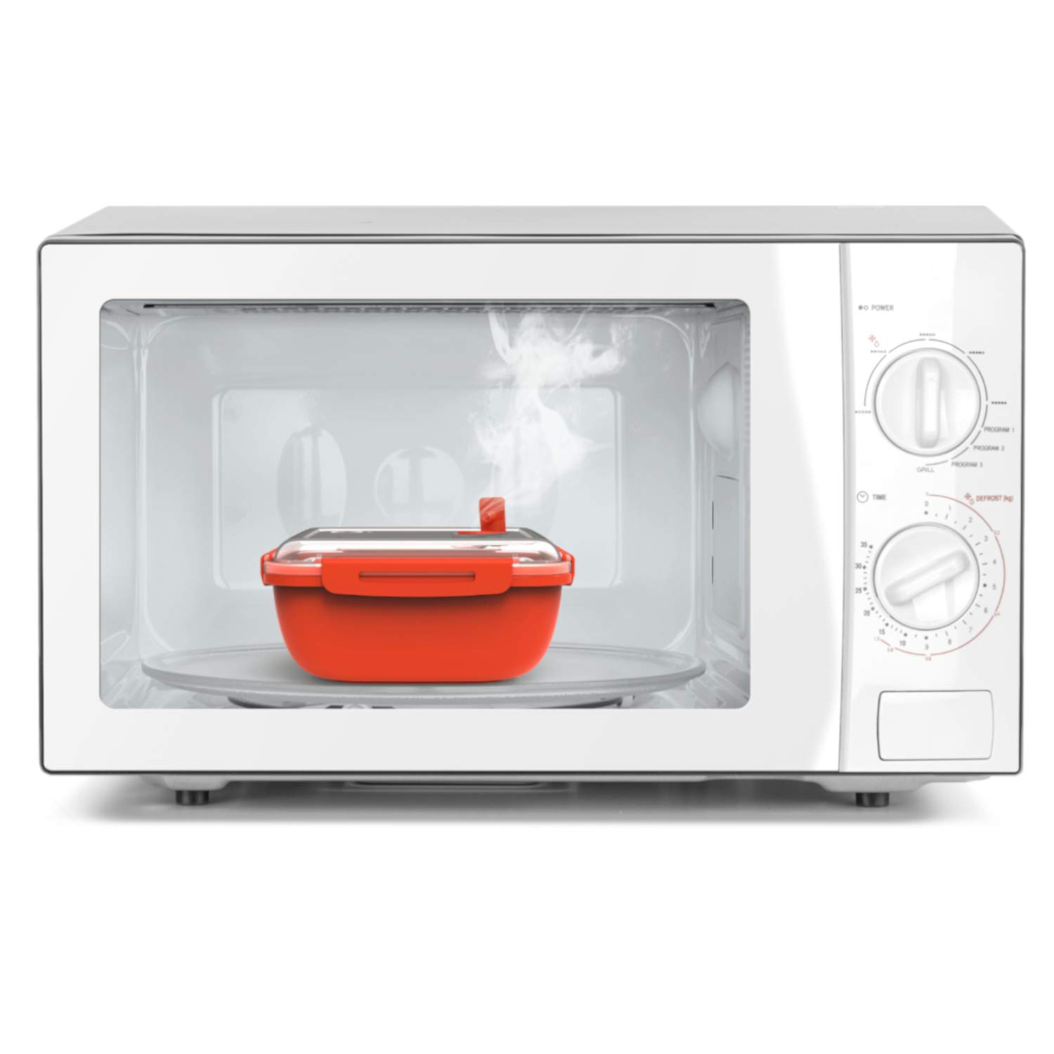 BPA-Free Rotho Memory Microwave Steamer with Filter Insert – 1.7L Red/Transparent PP Plastic Container (19.5x19.5x9.1cm) – Perfect for Healthy Vegetable Cooking & Meal Prep