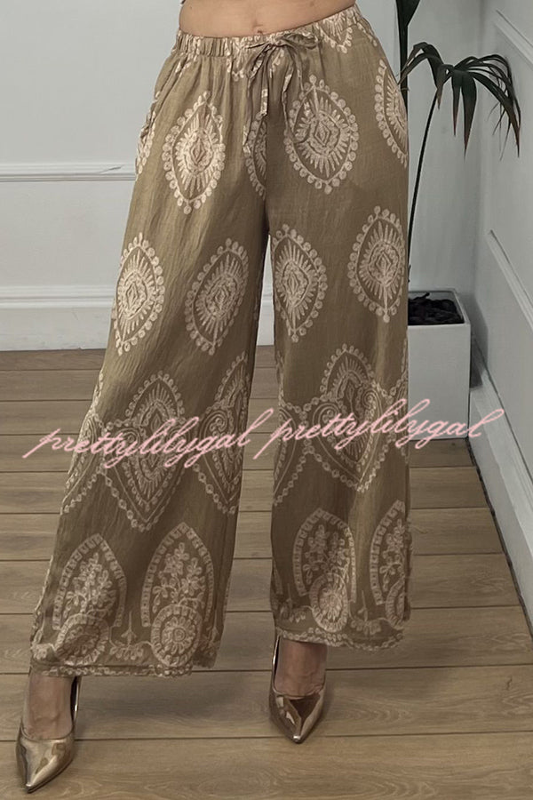 Stylish Elastic Waist Wide Leg Pants with Pockets - Trendy Casual Lounge Pants for Women - Perfect for Yoga, Travel & Everyday Comfort