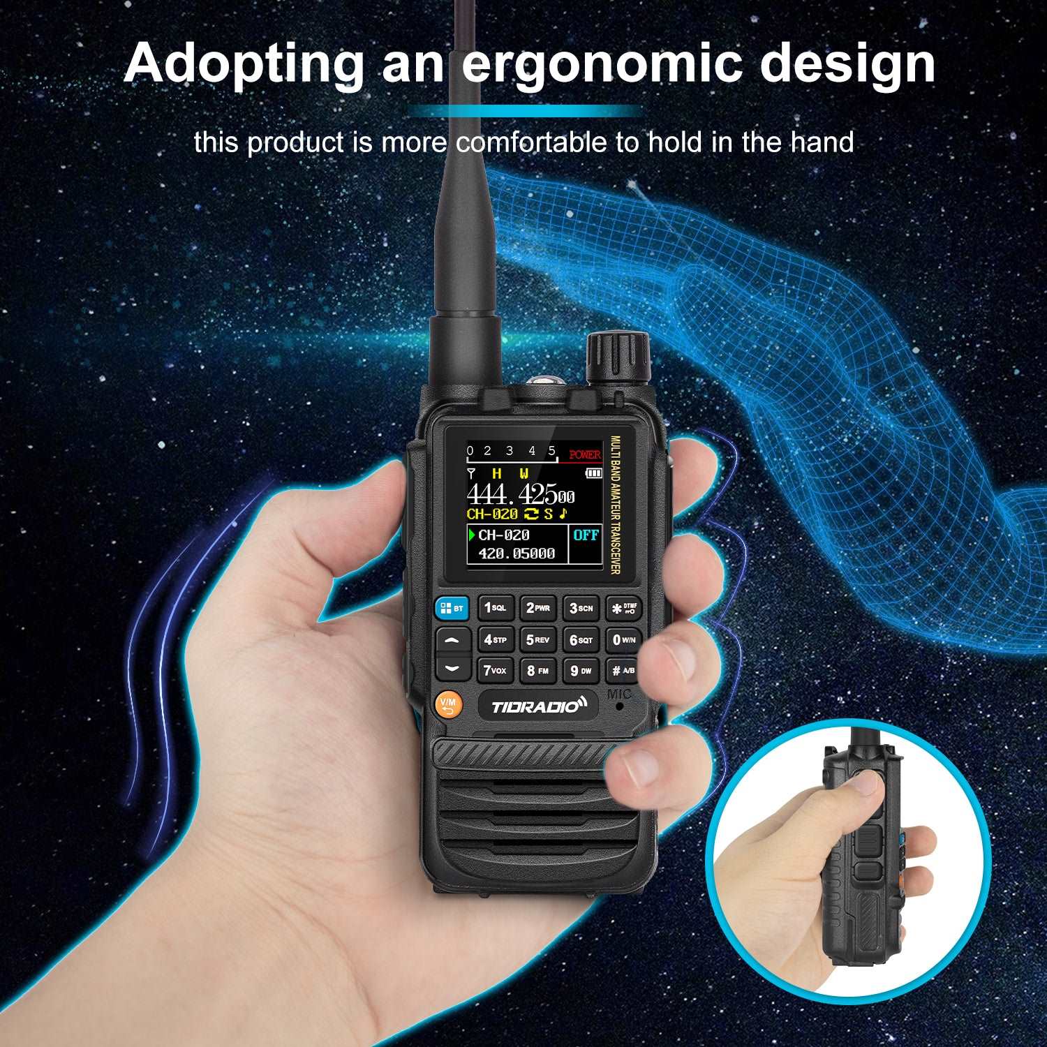 TD H3 5W Multi-Band GMRS Handheld Radio with Open Source Support - Long Range Two-Way Communication for Outdoor Adventures, Emergency Preparedness & Off-Roading