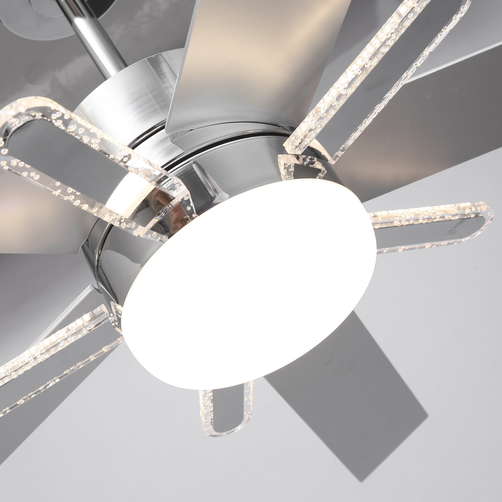 52 Inch Modern Ceiling Fan with Double-Sided Blades, Downrod Mount & Main/Side LED Lights - Perfect for Living Room, Bedroom, and Outdoor Patio Cooling