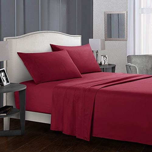 King Size Sheet Set - 100% Cotton Burgundy Solid Sheets - 400 Thread Count Long Staple Cotton - Premium Bedding for Ultimate Comfort | Perfect for Master Bedrooms, Guest Rooms & Luxury Hotels