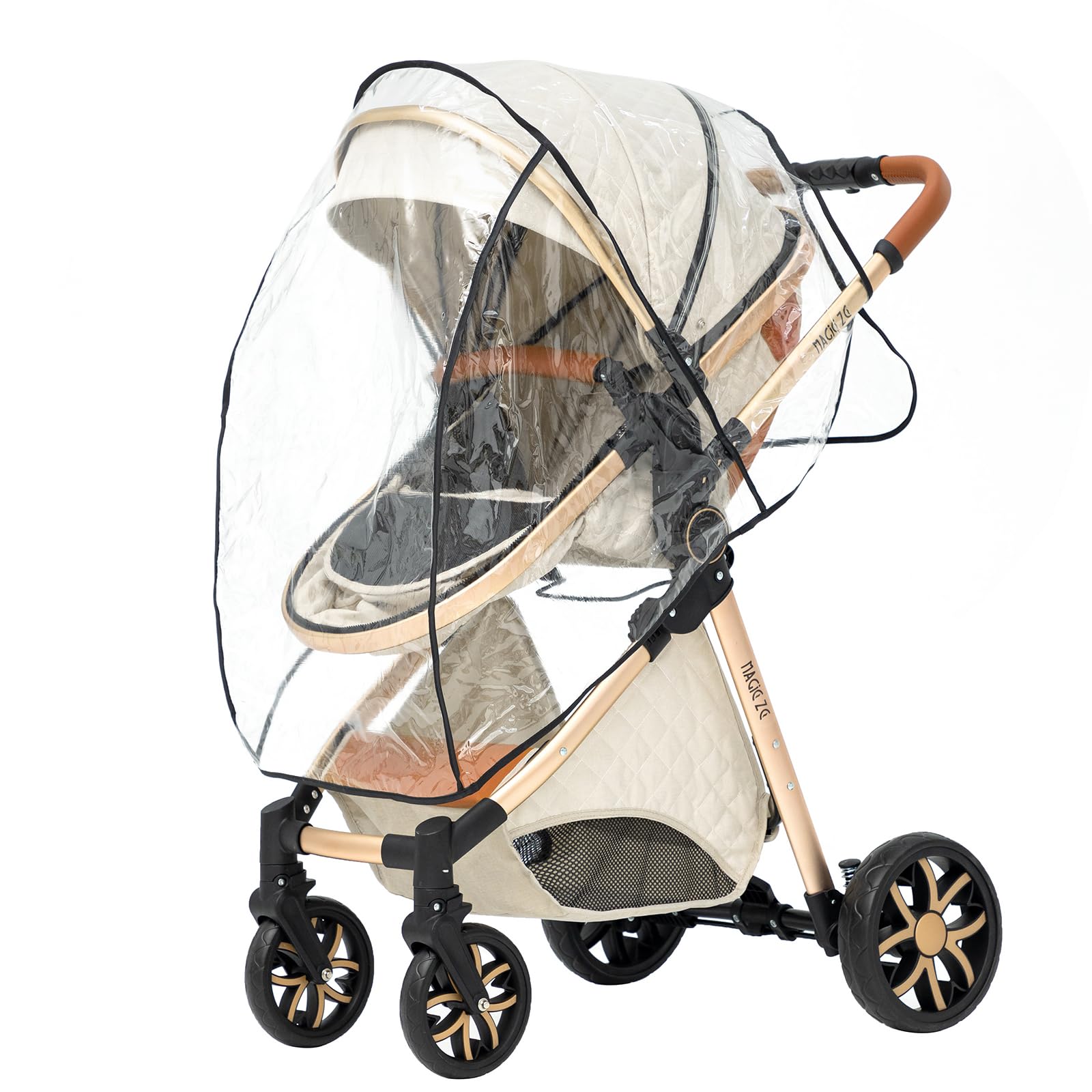 3 in 1 Reversible Baby Stroller Travel System - Foldable Luxury Pram Buggy for Newborn & Toddler, Portable Pushchair with High Landscape View (White, Without Base) | Perfect for Shopping, Travel & Outdoor Walks