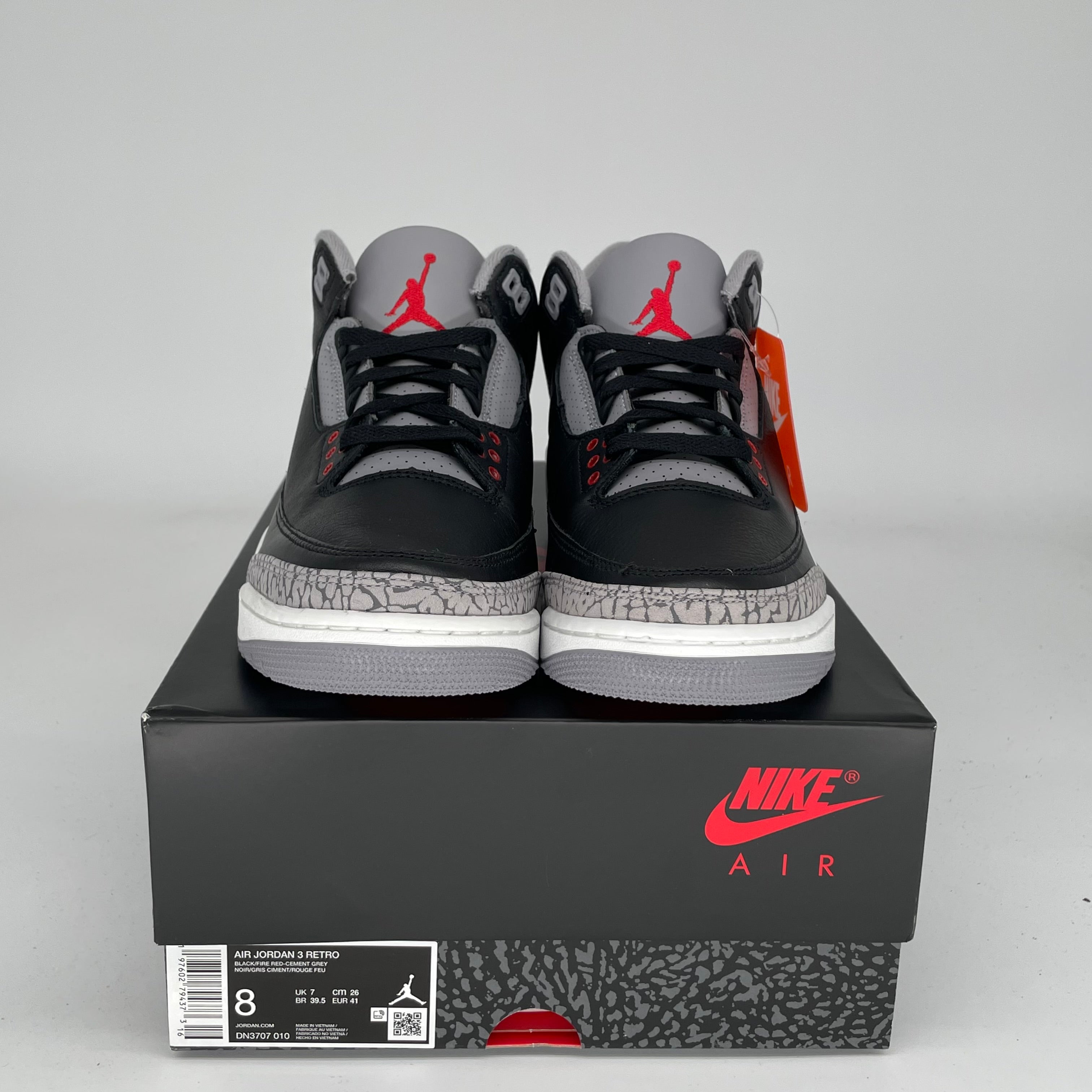Original Air Jordan 3 Retro 'Black Cement' Men's Basketball Shoes - Size 8 (DN3707-010) - Iconic Sneakers for Streetwear & Basketball Performance