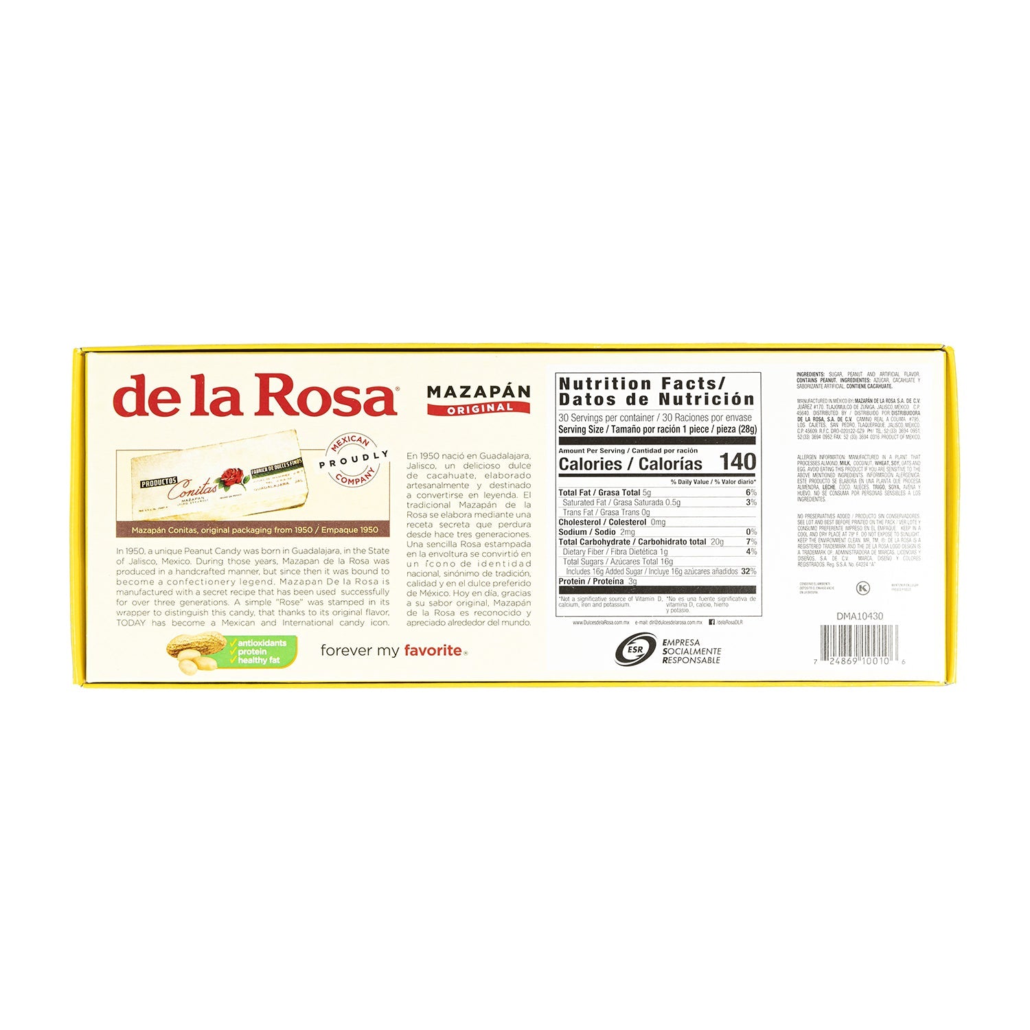 De La Rosa Mazapan Mexican Peanut Candy | 30 Count Box | Authentic Sweet Treat for Parties, Gifts & Snacking