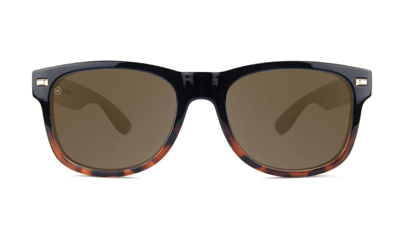 Fort Knocks Glossy Black & Tortoise Shell Fade Amber Sunglasses - Polarized UV Protection for Driving, Beach & Outdoor Activities