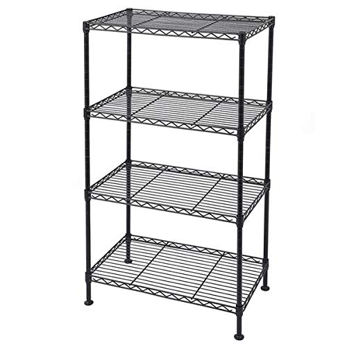 4-Tier Heavy Duty Metal Wire Shelving Unit - 19.7”L x 11.8”W x 31.5”H Black Storage Rack for Kitchen, Pantry, Closet & Laundry Organization - Space-Saving Durable Shelves for Home & Office Use
