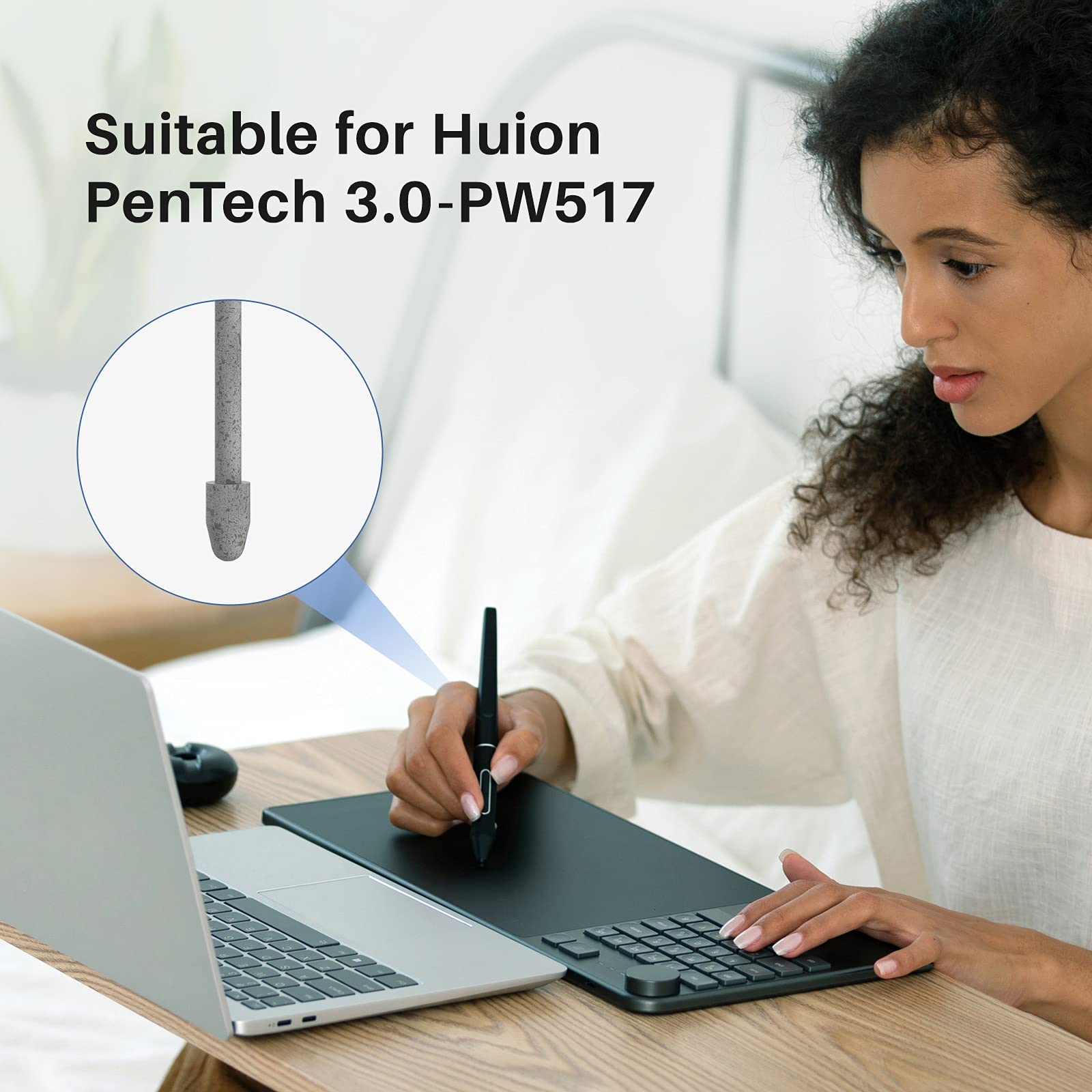 HUION Inspiroy Keydial KD200 Wireless Drawing Tablet - Bluetooth Graphic Tablet with Keyboard Dial, 5 Customizable Keys & Battery-Free Pen (Includes 10 Felt Nibs) - Compatible with Windows, Mac, Android - Perfect for Digital Art, Animation & Graphic Design
