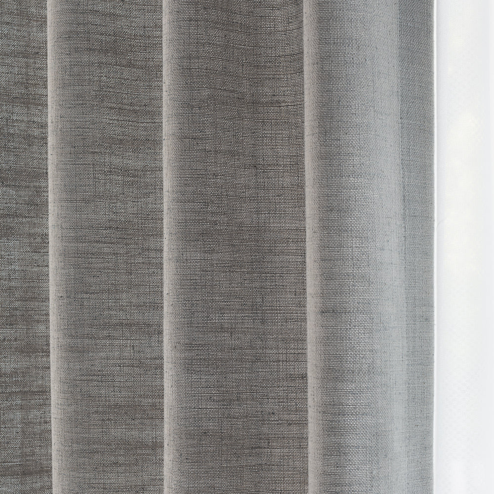 Organic Blackout Curtains Dark Gray - Villa Linen Pleated Drapes for Bedroom & Living Room | Custom Natural Window Treatments for Light Blocking & Privacy