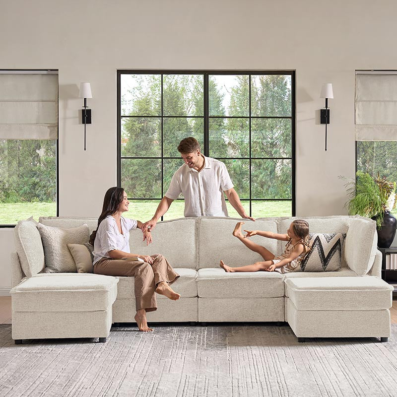 Harmetrix Oversized Soft Sectional Couch with Storage | Modern L-Shaped Sofa Bed with Hidden Compartment | Perfect for Living Room, Family Room & Small Spaces