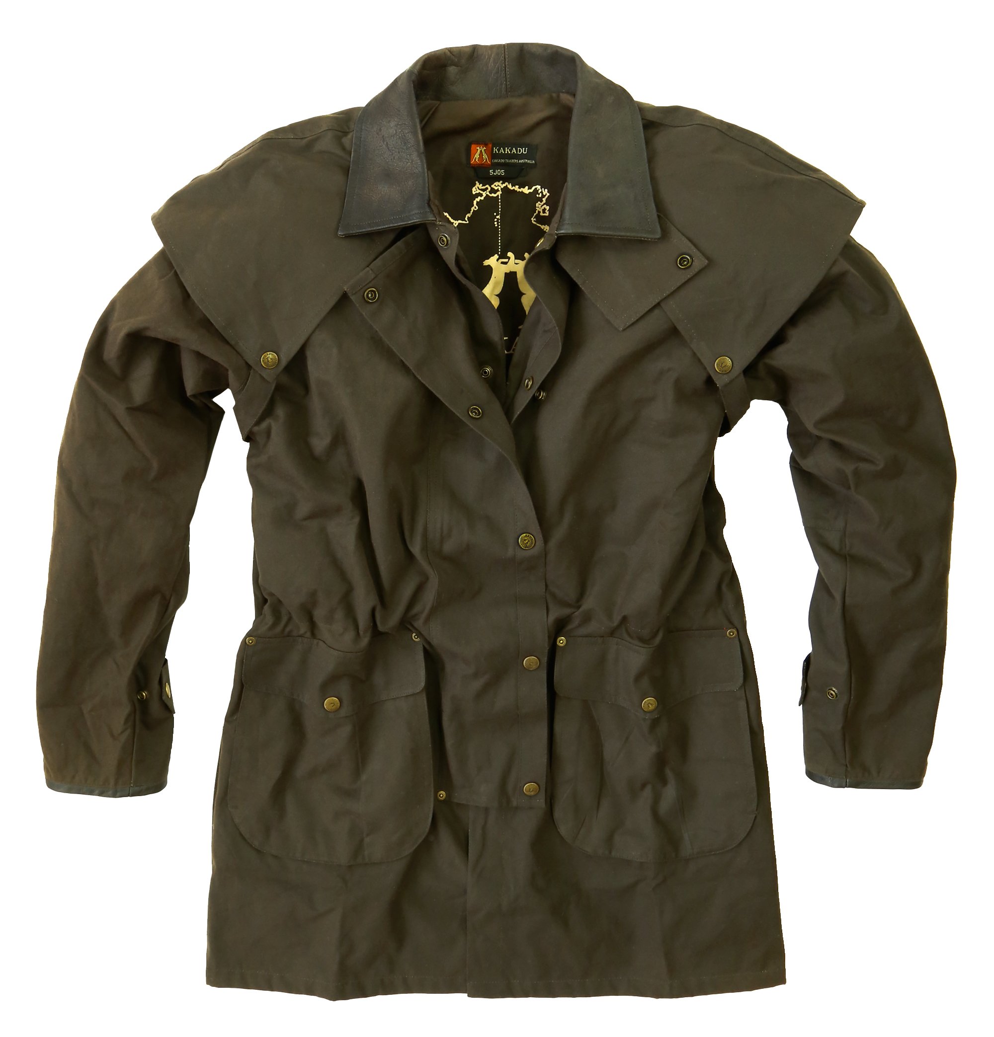 KAKADU Men's Oilskin Duster Jacket - Waterproof & Windproof Australian Outback Coat for Ranch Work, Hiking & Outdoor Adventures - Heavy Duty Warm Winter Jacket
