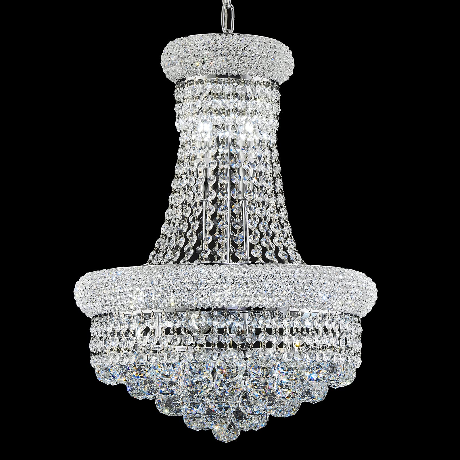 10-Light Empire Crystal Chandelier - Elegant Chrome Finish for Dining Room, Foyer, Living Room & Bedroom | Perfect for Home Decor, Wedding Venues & Luxury Interior Lighting