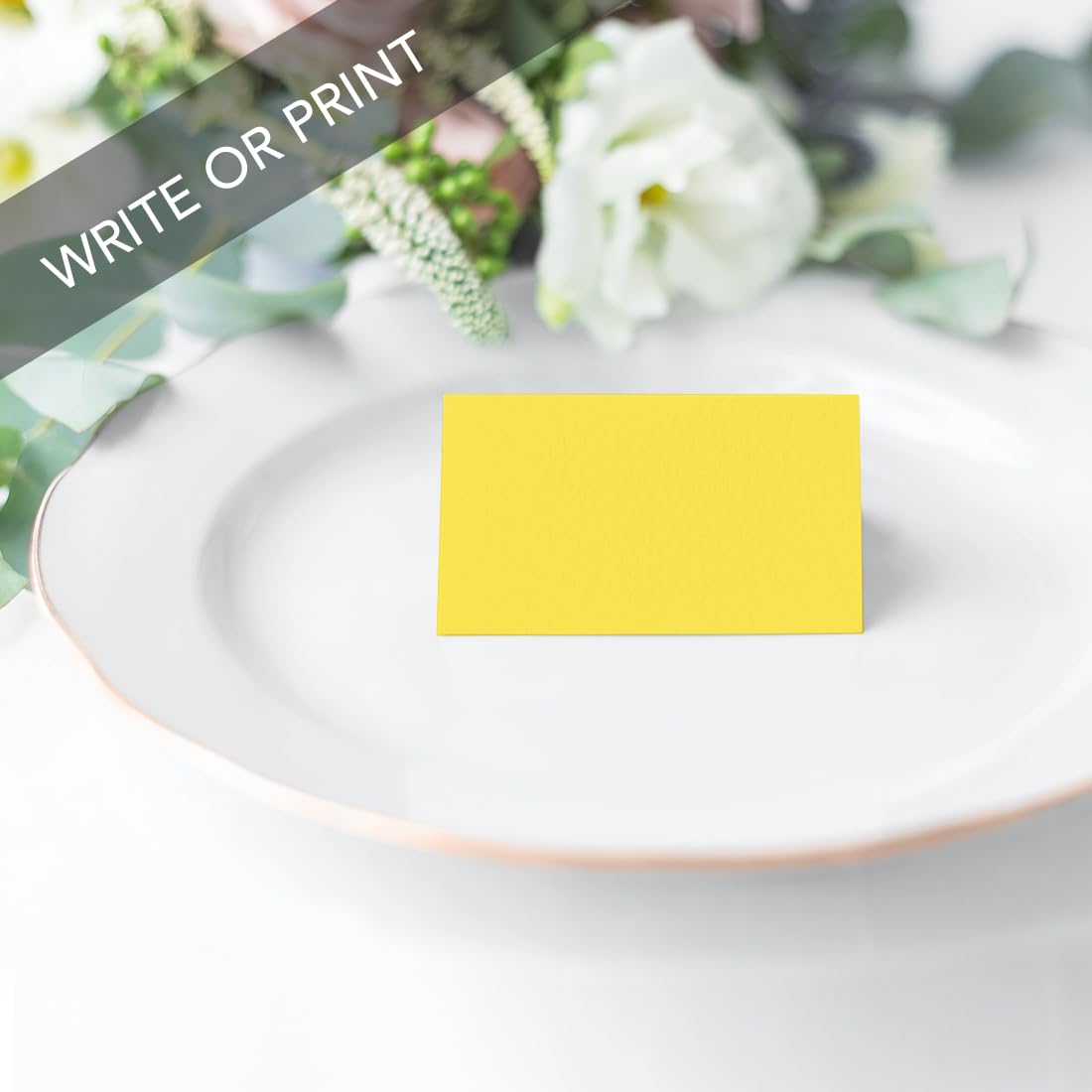Andaz Press Printable Table Tent Place Cards - 20-Pack Yellow Blank Name Cards for Wedding, Baby Shower & Graduation | Perfect for Seating Arrangements, Buffet Labels & Event Decorations