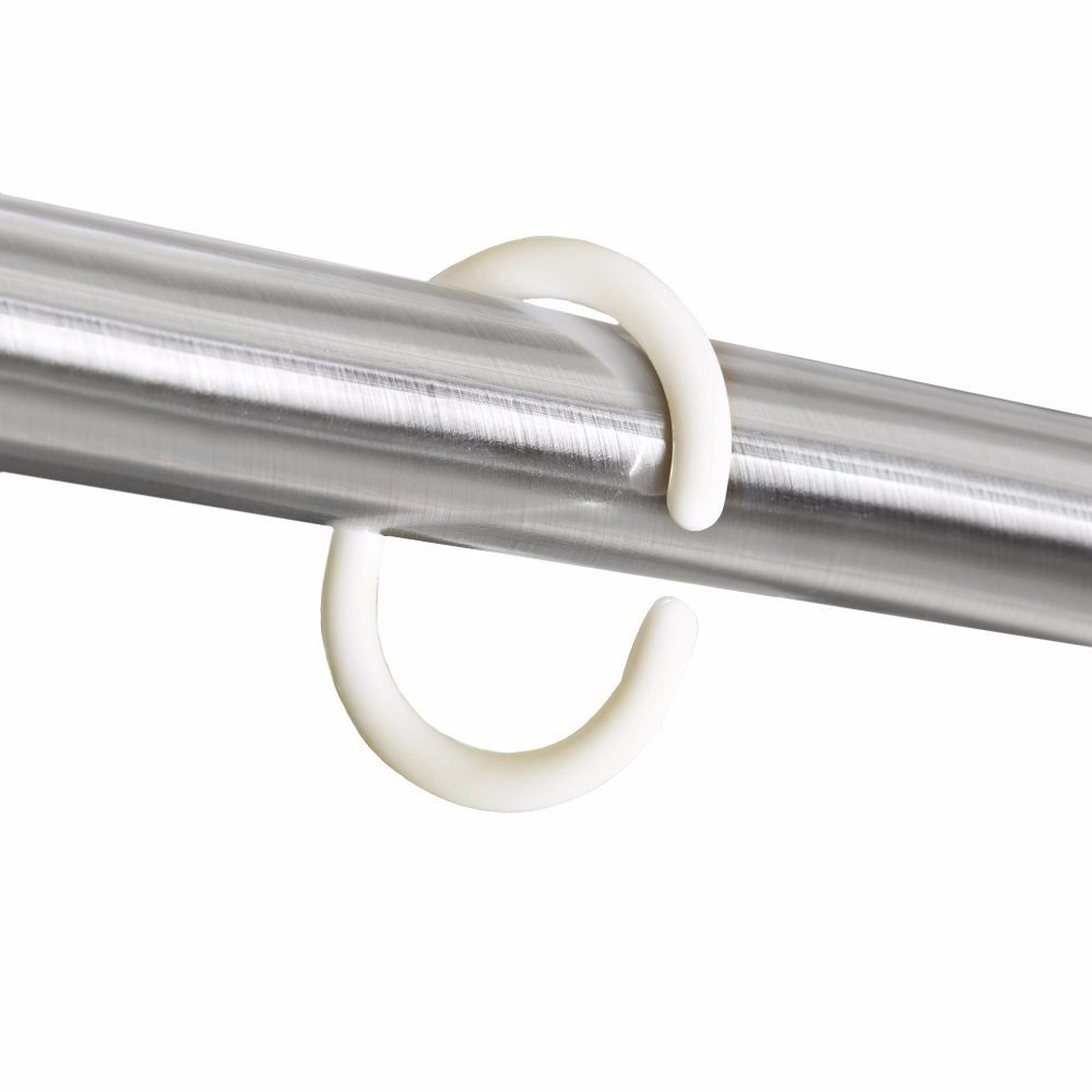 Wideskall® 12-Pack White Plastic Shower Curtain Hooks with Rust-Proof Rings - Perfect for Bathroom, RV & Dorm Decor
