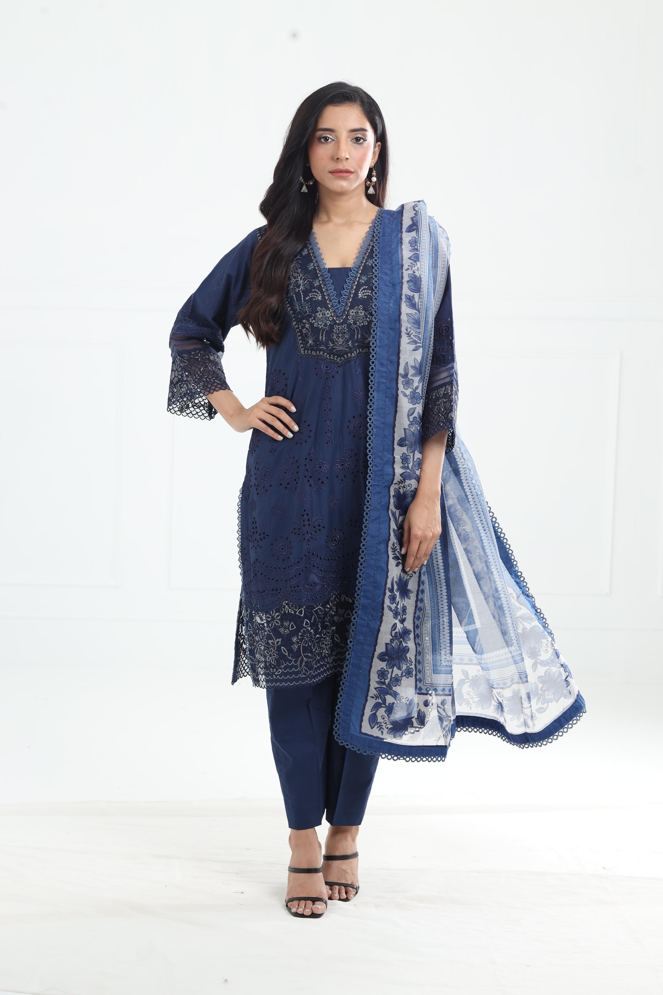 Brira Xenia Printkari Stitched Cotton Dress - Elegant Floral Embroidered Maxi Dress for Women | Perfect for Summer Parties, Beach Vacations & Boho Fashion