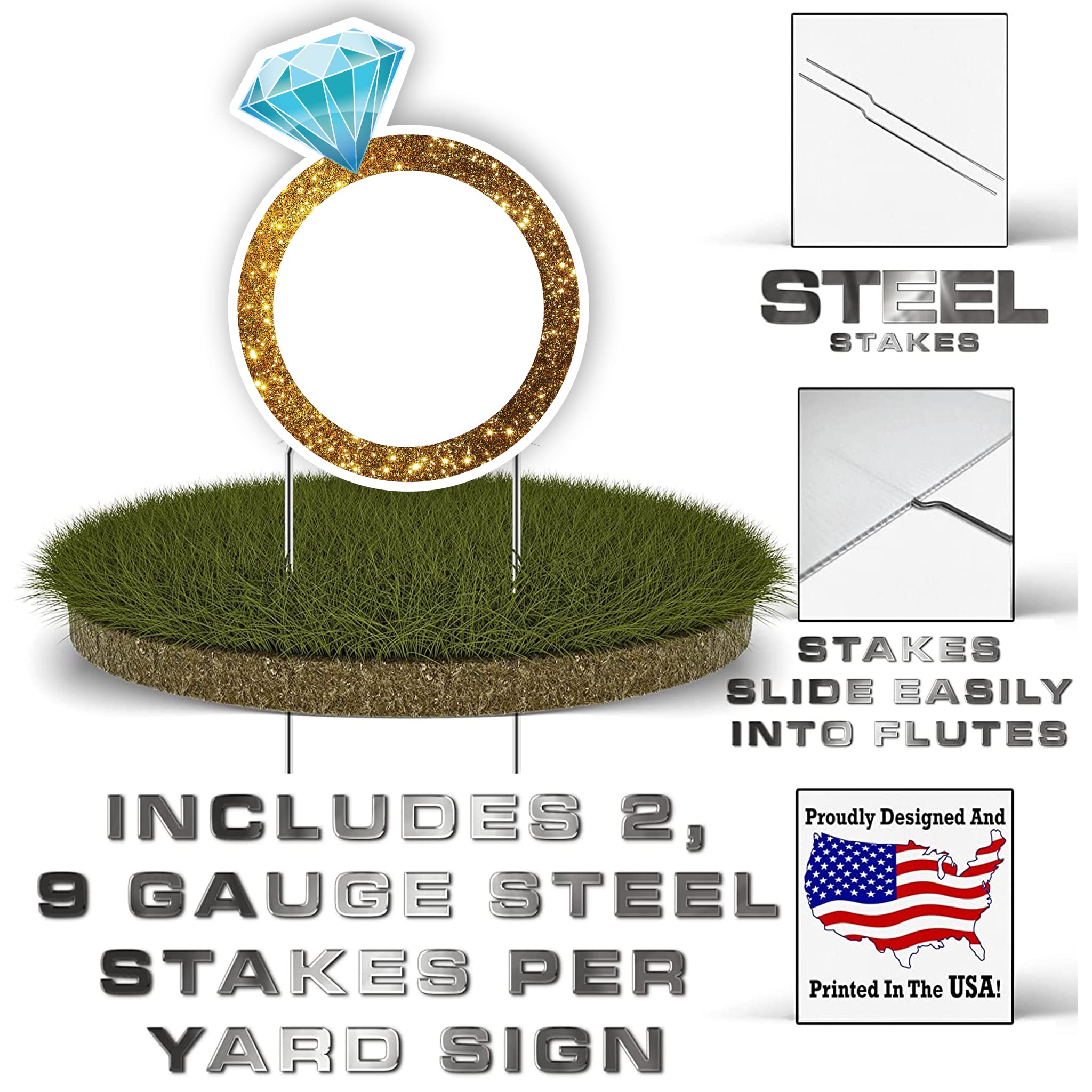 She Said Yes Wedding Yard Sign - 20 Piece Outdoor Lawn Decor Set with Stakes for Bridal Showers, Bachelorette Parties & Proposals - Perfect for Backyard Celebrations & Photo Backdrops