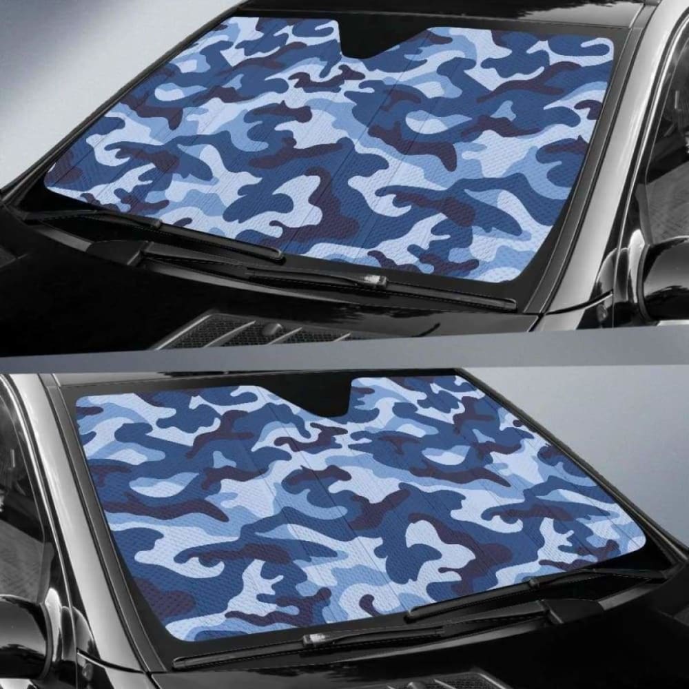 Blue Camo Camouflage Car Sun Shade - UV Protection & Heat Blocking for Windshield - Perfect for Summer, Road Trips & Outdoor Parking