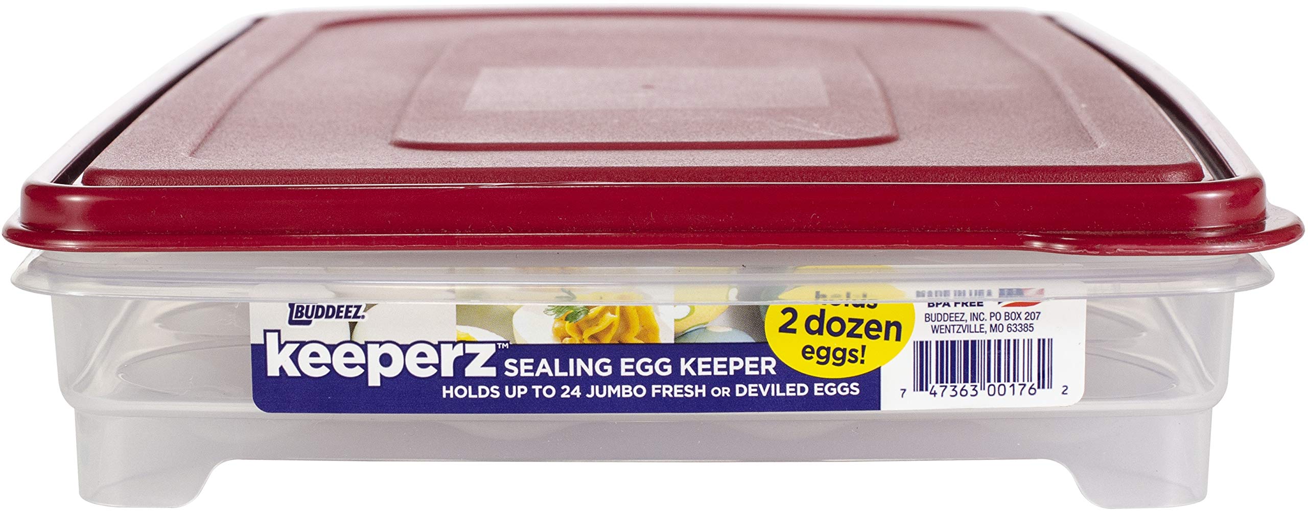 Buddeez 17604R-7427-BAG Egg Storage Container with Tray - Fresh Egg Keeper for Refrigerator Organization | Perfect for Farm Fresh Eggs & Breakfast Meal Prep