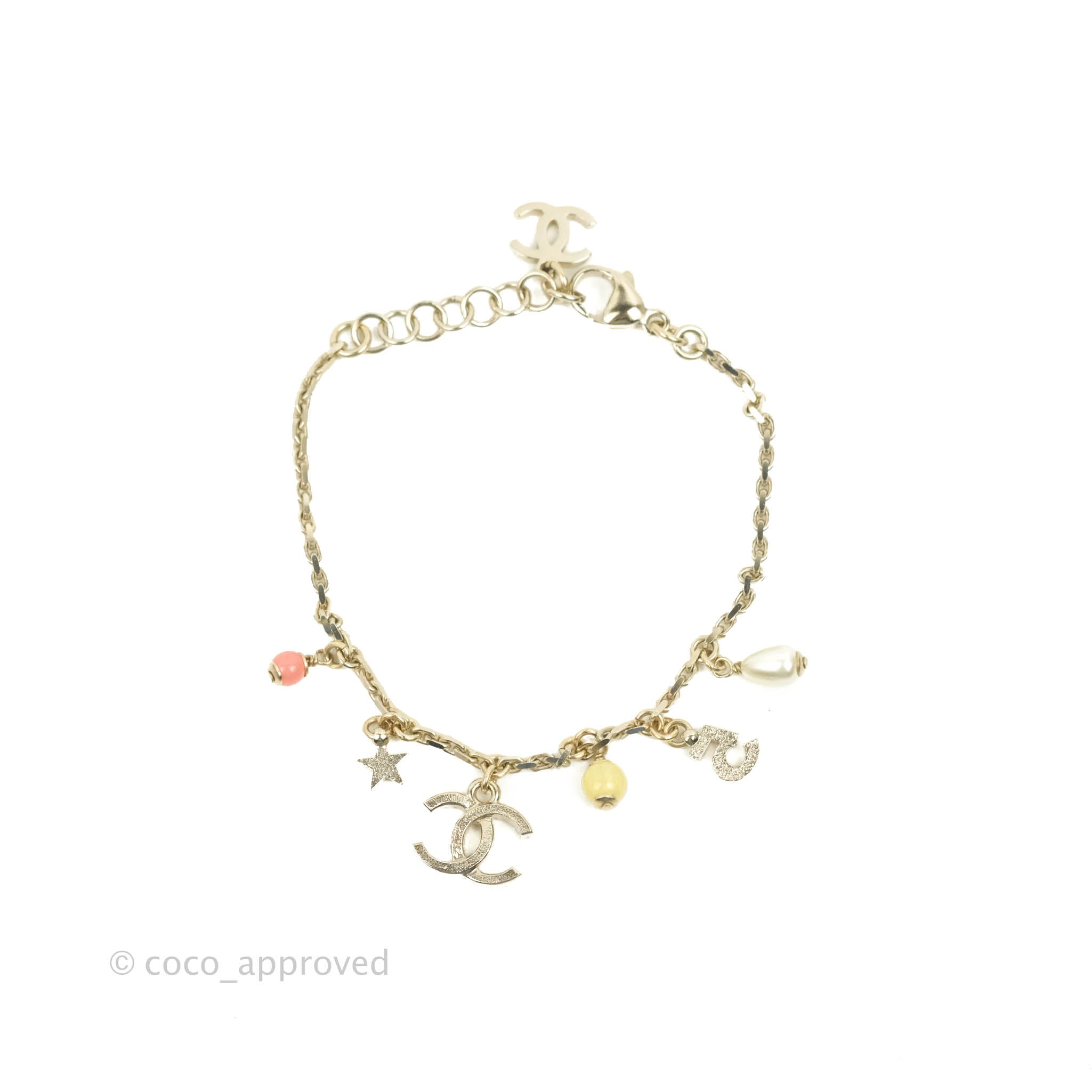 Chanel Gold Tone Chain Bracelet with Charms - Luxury Fashion Jewelry for Women, Perfect for Parties, Weddings & Special Occasions