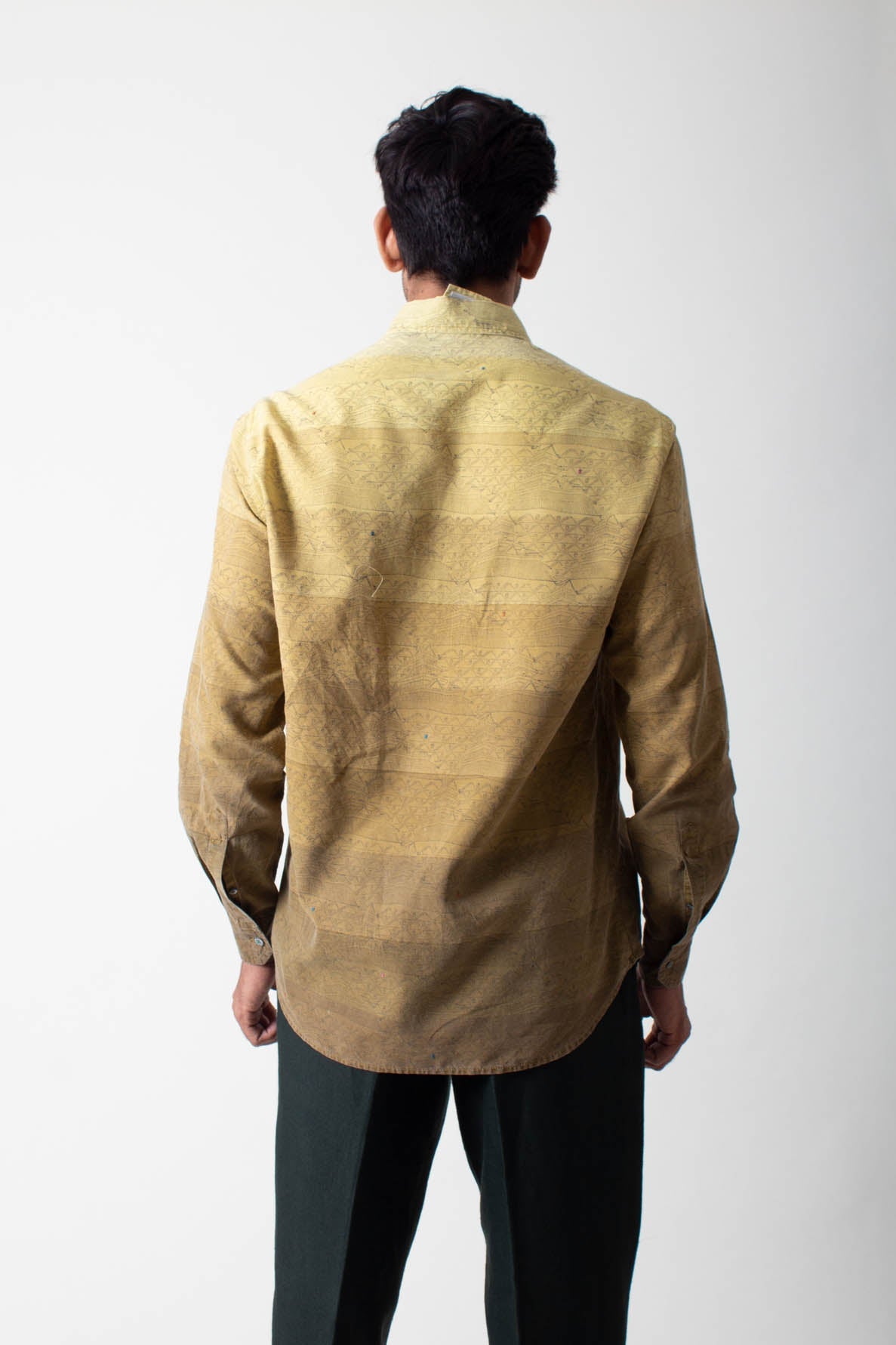 Classic Handspun Handwoven Cotton Mustard Ombre Shirt | Casual & Formal Wear for Men & Women | Perfect for Office, Date Night & Outdoor Events