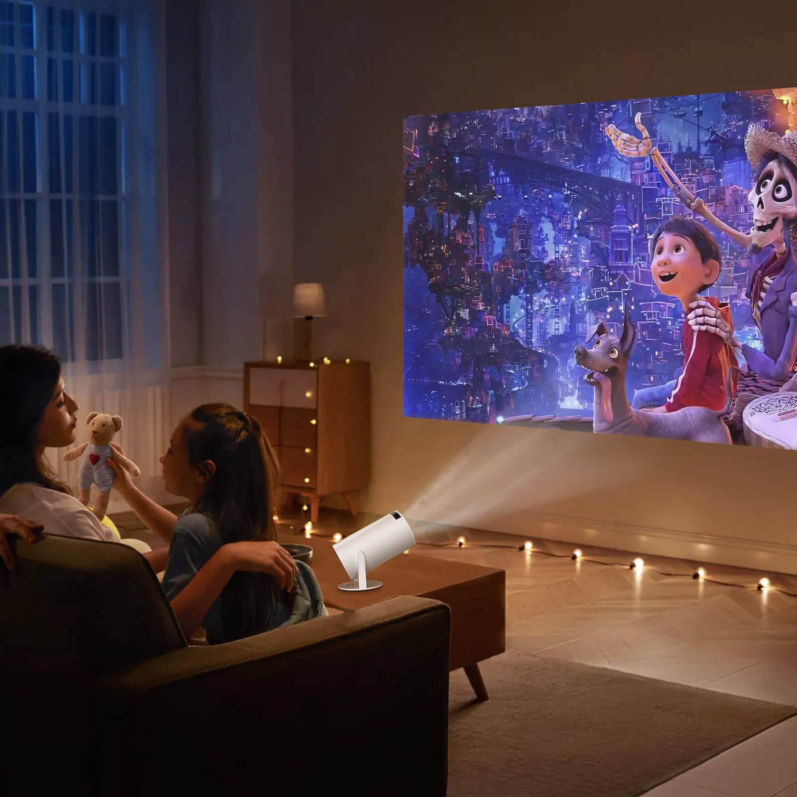 HY300 Mini Portable Projector with Built-in Apps, WiFi & Bluetooth - Perfect for Home Theater, Outdoor Movies, and Business Presentations