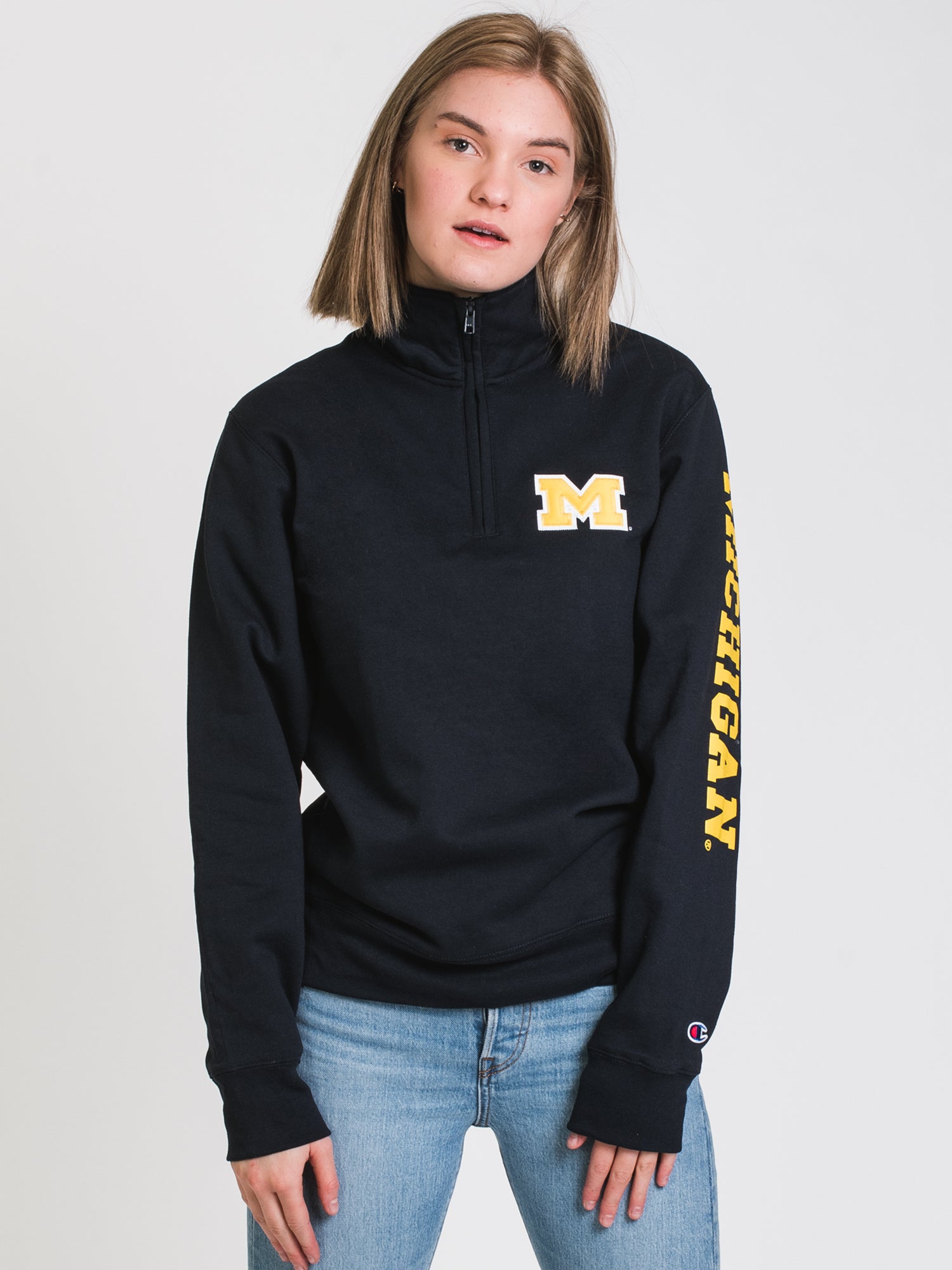 Champion 1/4 Zip Michigan University Sweater - Men's & Women's Pullover Fleece Top - Official College Apparel for Fans & Alumni - Perfect for Game Day, Campus Wear & Casual Outfits