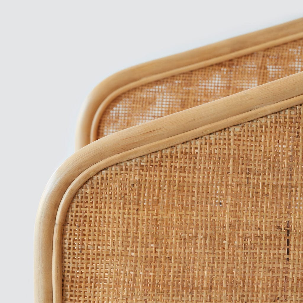 Lindu Cane Lounge Chair - Handwoven Rattan Patio Chair with Cushion - Perfect for Outdoor, Garden, Poolside & Balcony Relaxation