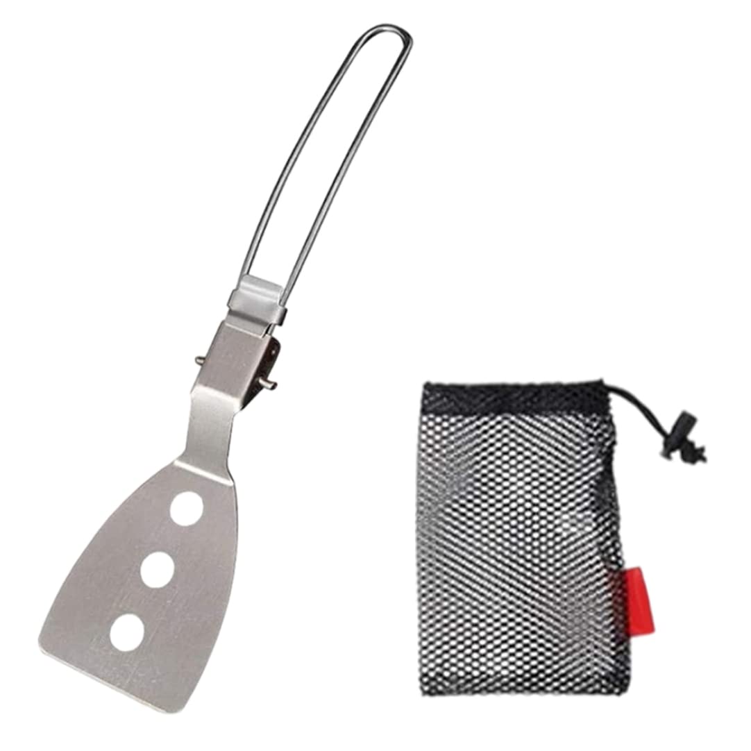 Eaarliyam Stainless Steel Folding Spatula - Heat-Resistant Food Turner for Camping, Hiking & Outdoor Cooking - Compact Kitchen Utensil for Grilling, Picnics & RV Trips