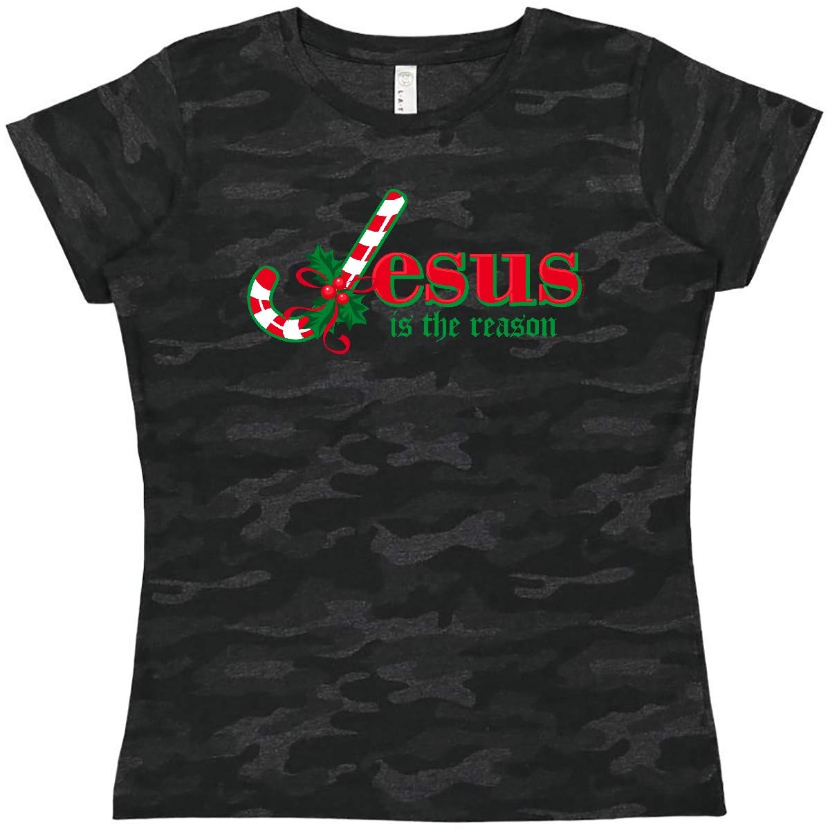 Inktastic Candy Cane Jesus Women's T-Shirt - Funny Christmas Christian Tee for Women - Perfect Holiday Gift & Church Outfit