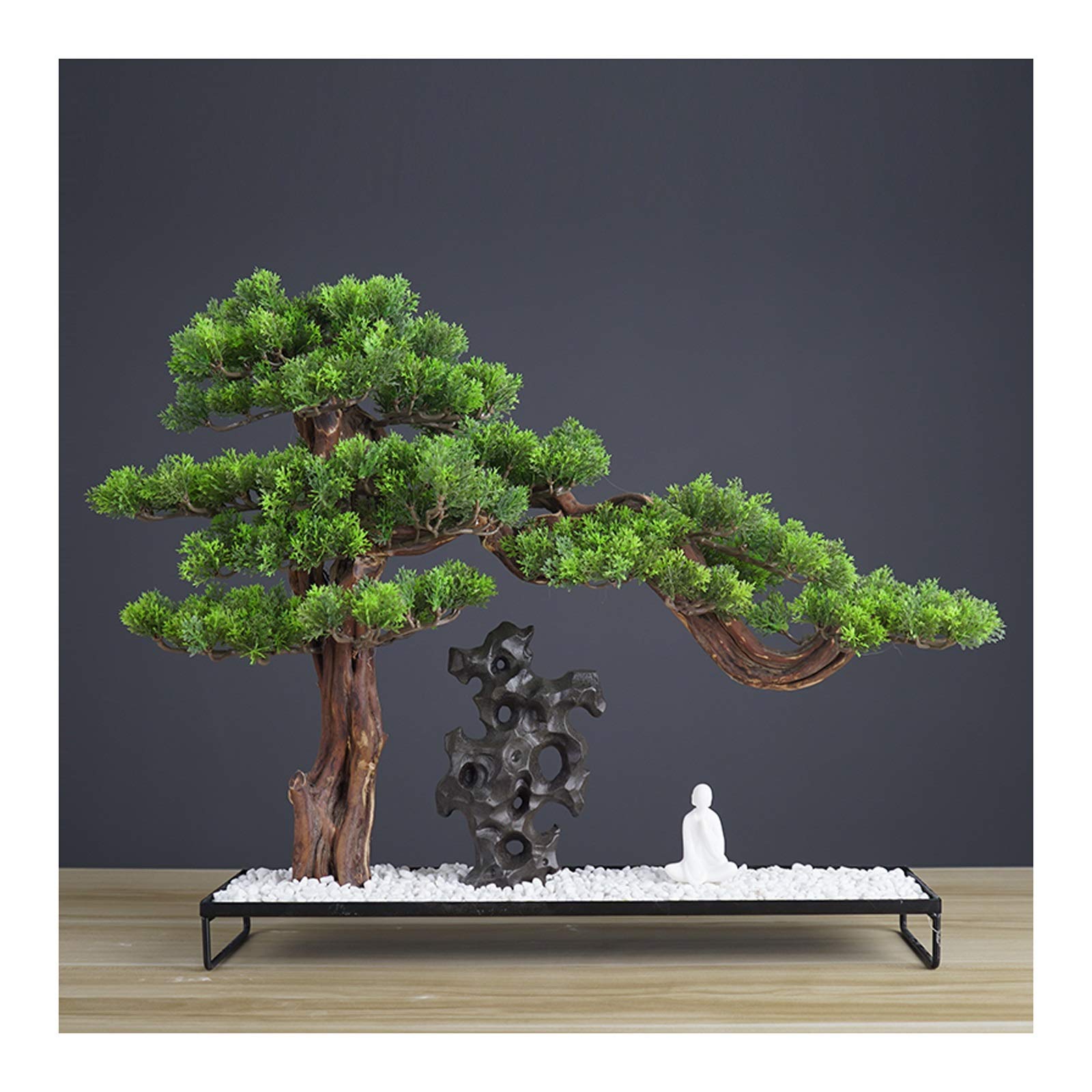 Zxb-Shop Artificial Bonsai Tree - Realistic Juniper Bonsai with Rockery Base, Faux Indoor Plants for Home & Office Decor, Zen Garden Accent - Perfect for Living Rooms, Desks & Meditation Spaces (Color B)