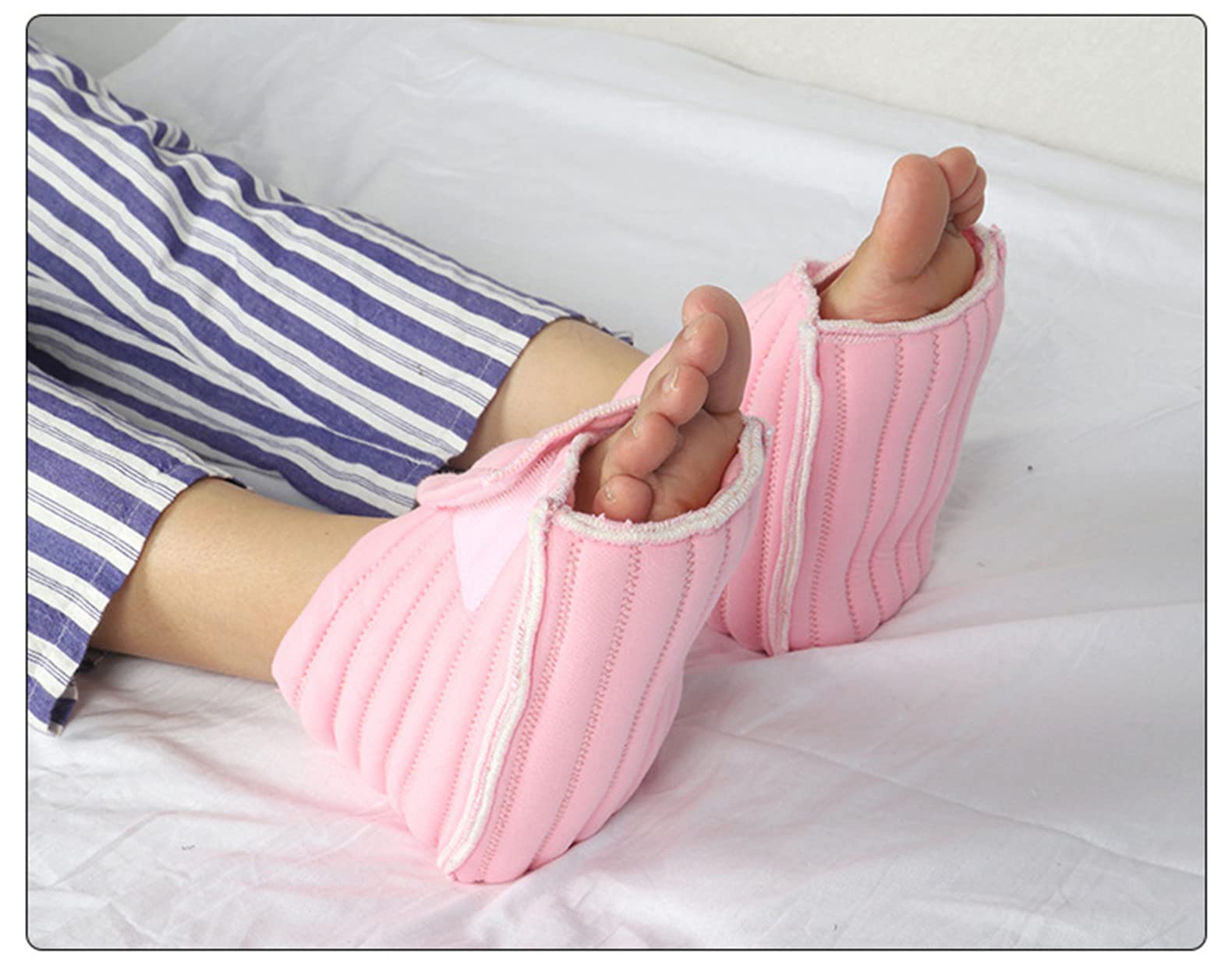 2 Pcs Heel Protector Cushions for Bedridden Patients - Pressure Relieving Foot Support Pillows for Pressure Ulcer Prevention - Soft Pink Heel Pads for Elderly Care & Hospital Use - Ideal for Wheelchair, Bed Rest & Post-Surgery Recovery