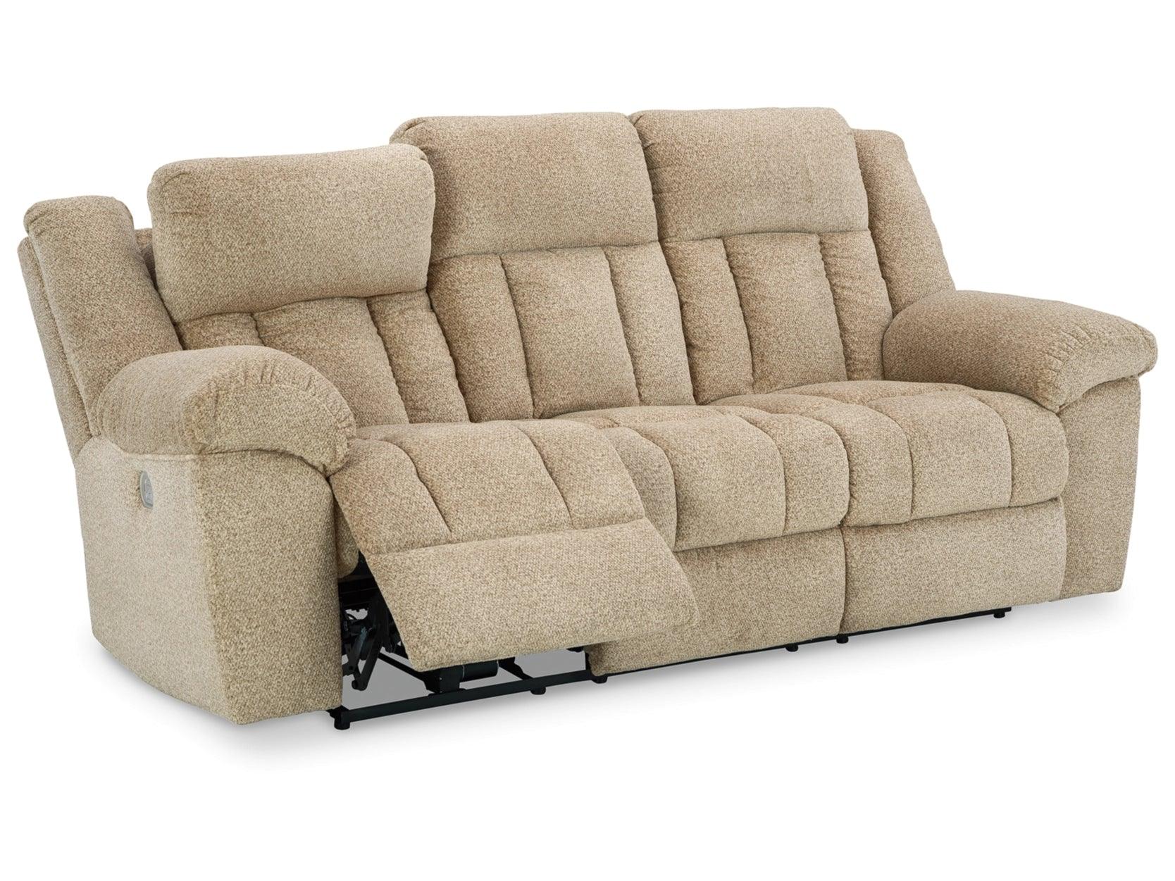 Comfortable Wheat-Colored Tip-Off Reclining Sofa - Modern Living Room Furniture for Relaxation & Entertainment