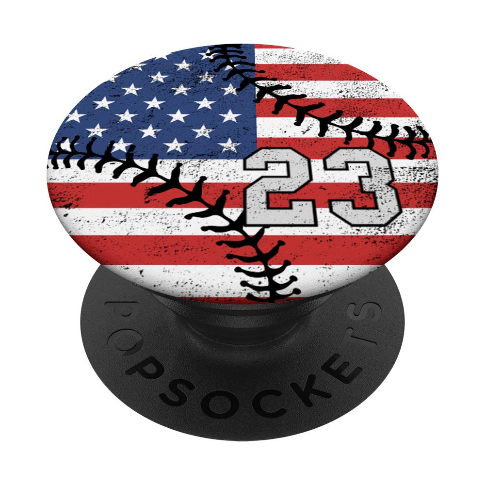 Authentic USA Flag Baseball Jersey Number 23 in Gray & Black - Perfect for MLB Games & Patriotic Sports Fans