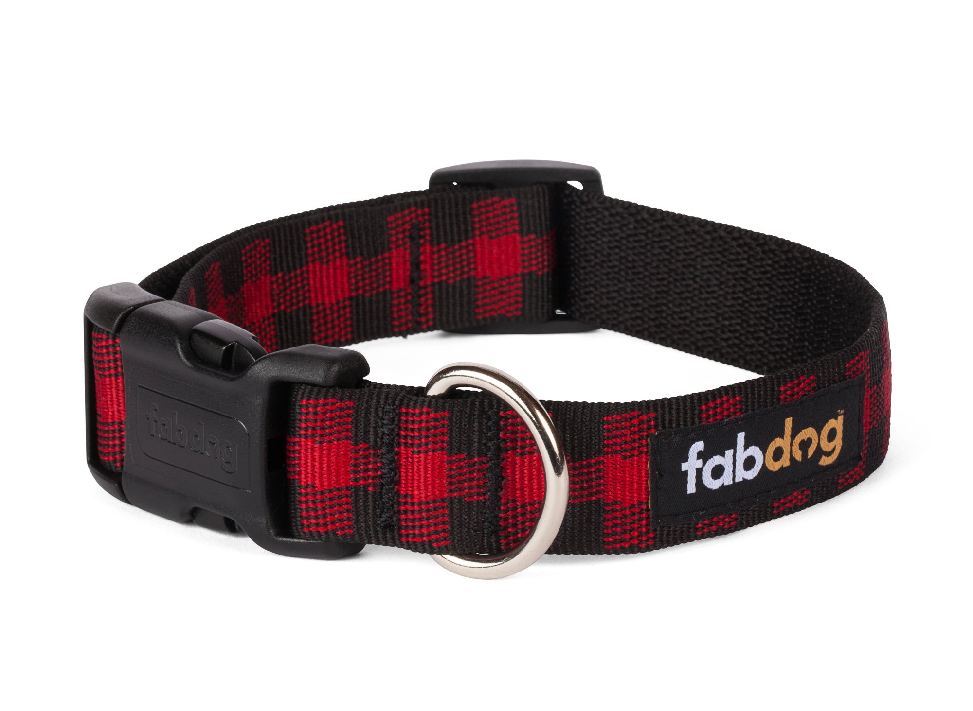 Fabdog Buffalo Check Dog Collar - Red Plaid Adjustable Pet Collar for Small Dogs | Perfect for Christmas, Winter Outfits & Holiday Photos