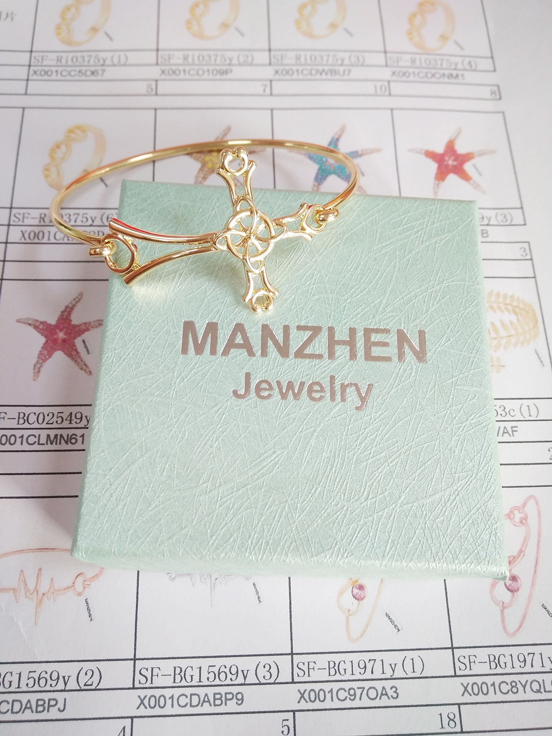 10K Gold Rose Gold & Silver Plated Sideways Cross Wrap Buckle Bangle Bracelet for Women - Elegant Christian Jewelry Gift for Birthday, Anniversary & Everyday Wear