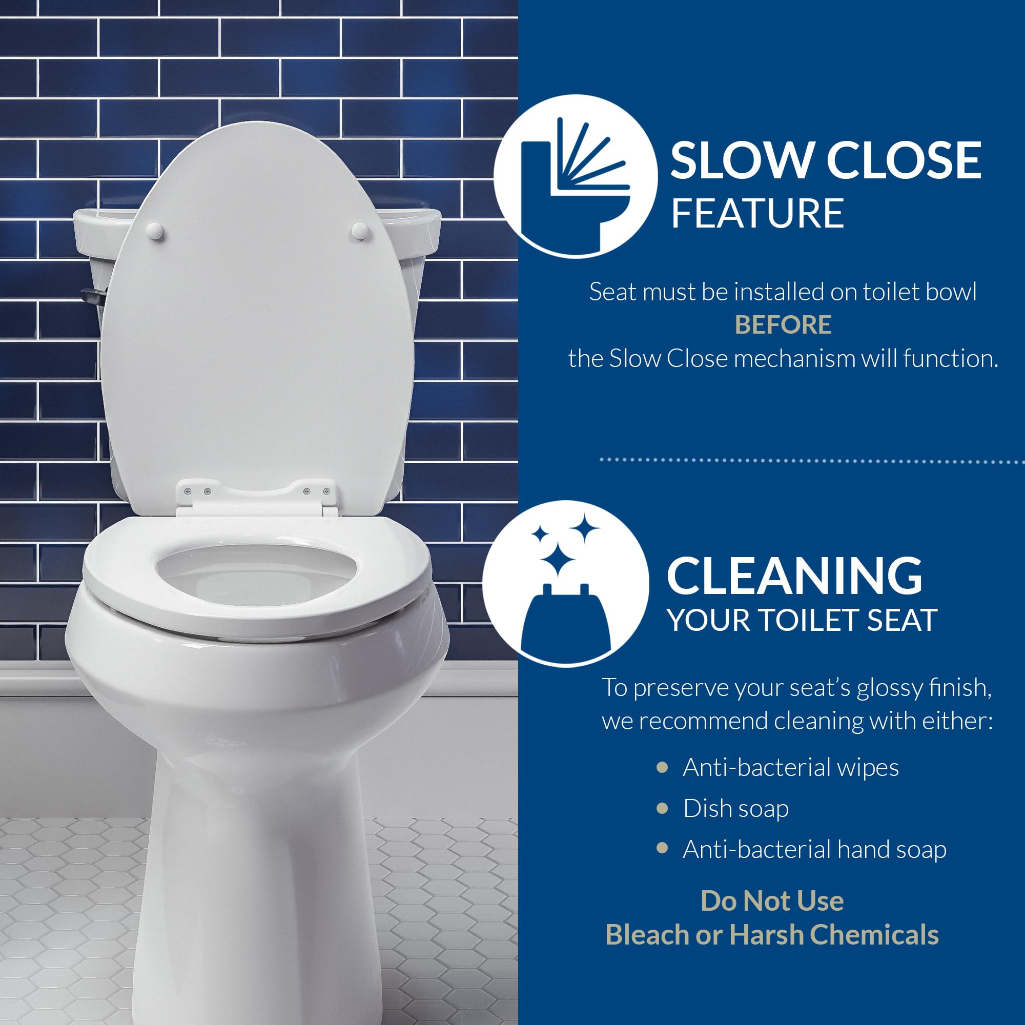 Bemis Classic Colors Slow Close Toilet Seat - Elongated Seafoam Green | Easy Clean Hinges & Durable Plastic | Quiet Closing Bathroom Upgrade for Home & Commercial Use
