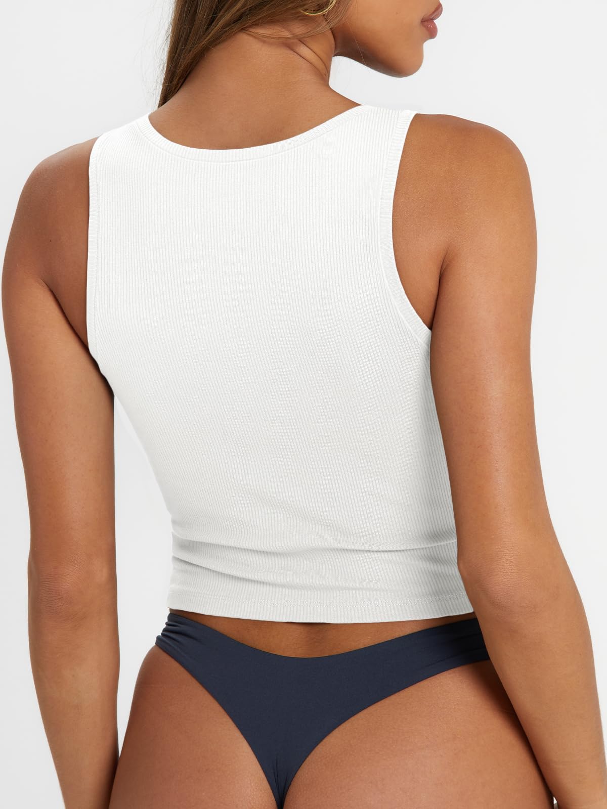 Trendy Queen Women's Summer Square Neck Ribbed Tank Top - Cropped Workout Camisole for Yoga, Running & Beach Wear | Sleeveless Casual Summer Outfit 2025