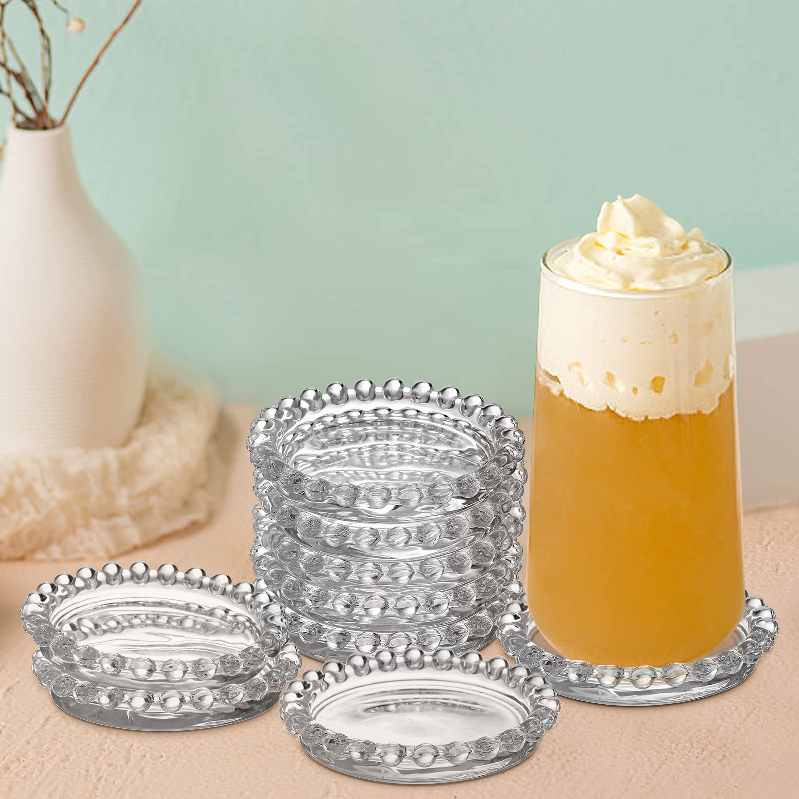 Fasmov 10 Pack Crystal Coasters - 3.7 Inch Elegant Drink Coasters for Home, Kitchen, Dining Room, Living Room, Patio, Coffee Table, Perfect for Parties, Weddings, and Everyday Use