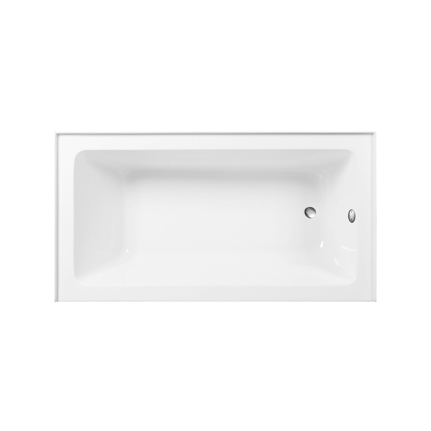 Aqua Eden 60 Inch Acrylic Rectangular 3-Wall Alcove Bathtub - Right Hand Drain, Glossy White with Brushed Nickel Finish | Perfect for Modern Bathroom Renovations and Spa-Like Retreats