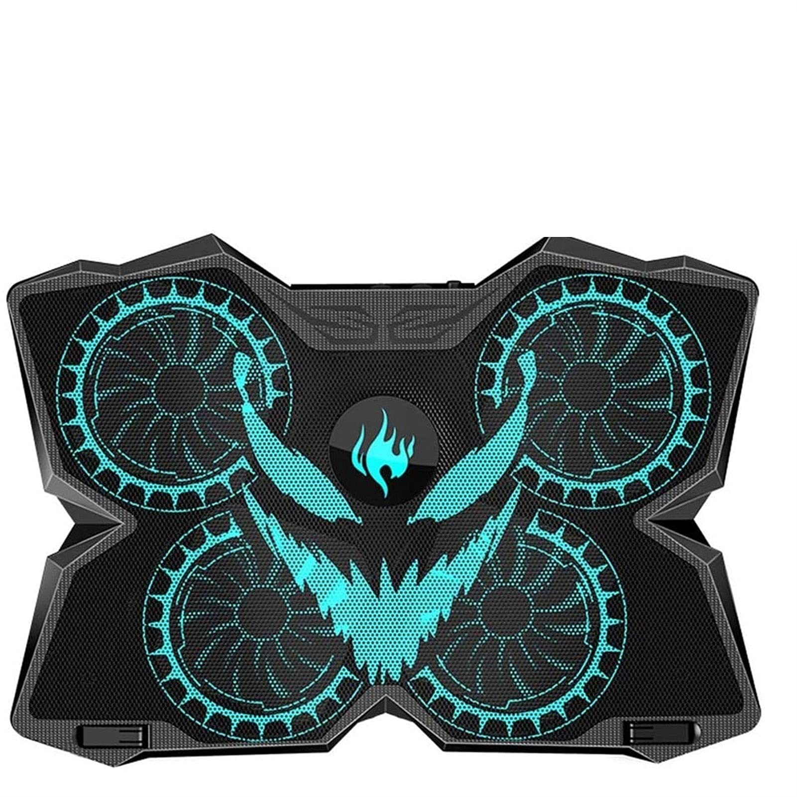 KSDCDF Laptop Cooling Pad with 4 Powerful Fans - Universal 15.6 Inch Notebook Cooler with Green LED Lights & Dual USB Ports | Perfect for Gaming, Office Work & Heavy Computing
