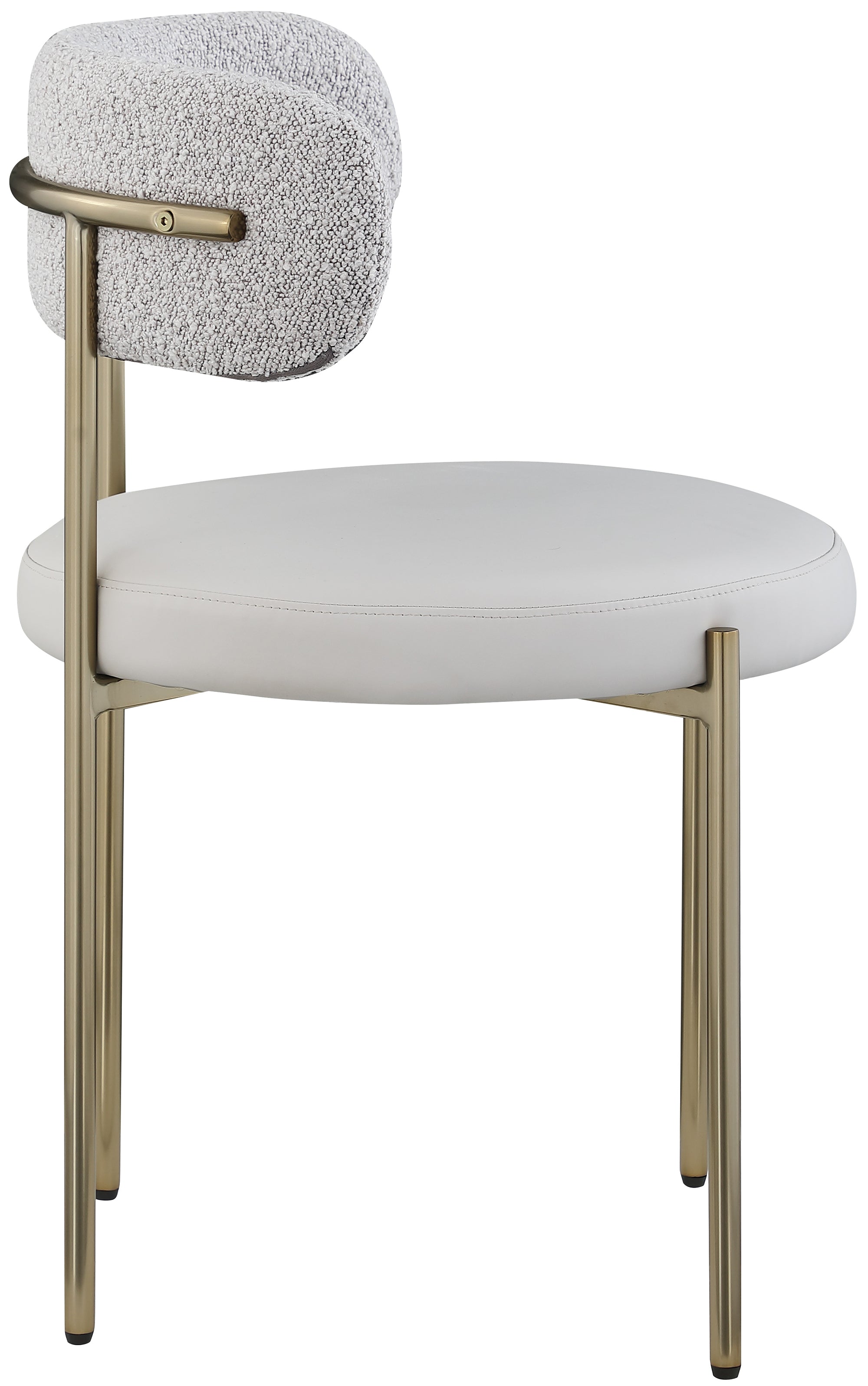 Vegan Leather & Boucle Fabric Dining Chair - Modern Comfortable Kitchen & Dining Room Seating for Home & Office Use