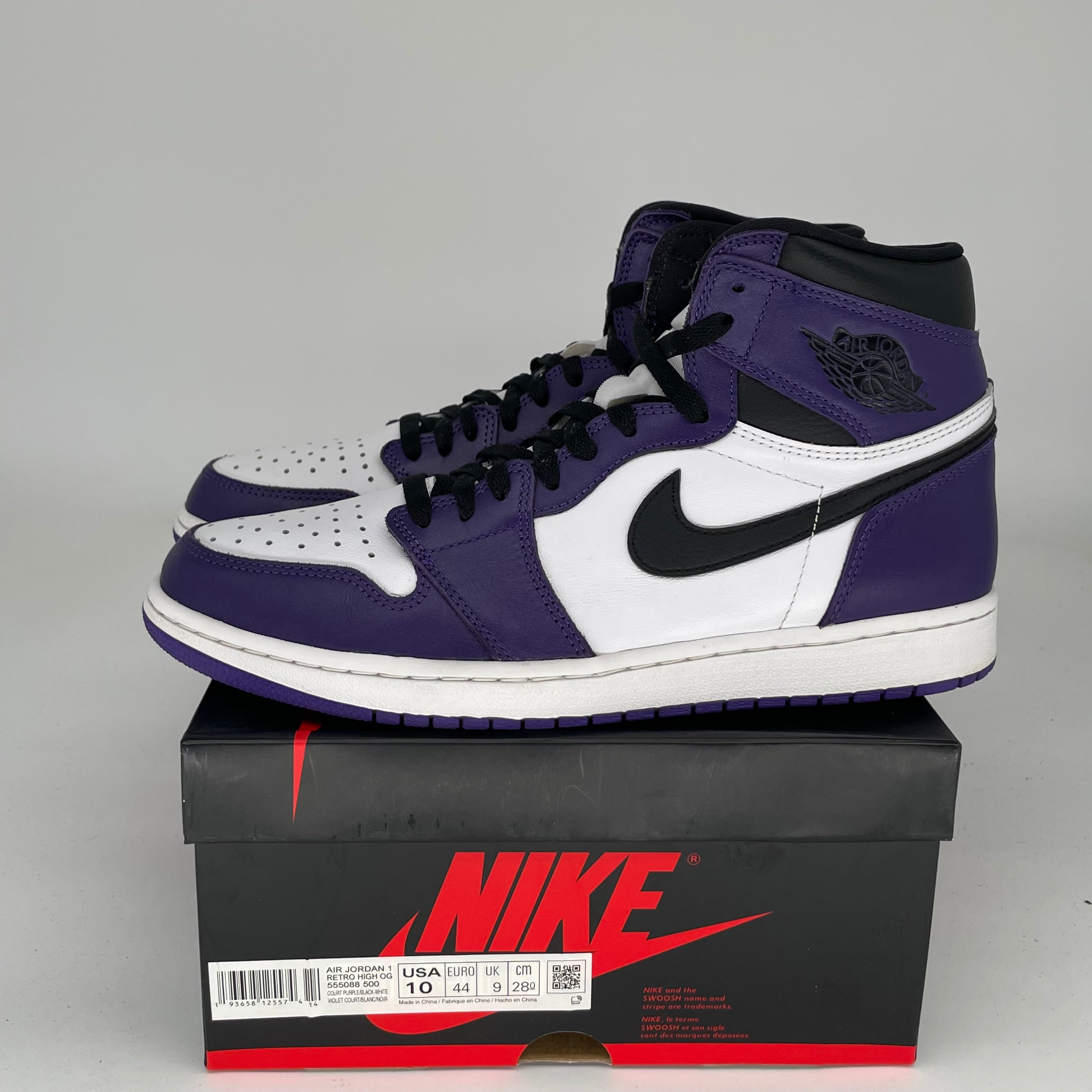 Air Jordan 1 Retro High OG Court Purple White Men's Basketball Shoes Size 10 - 555088-500 | Classic Sneakers for Streetwear, Basketball & Casual Outfits